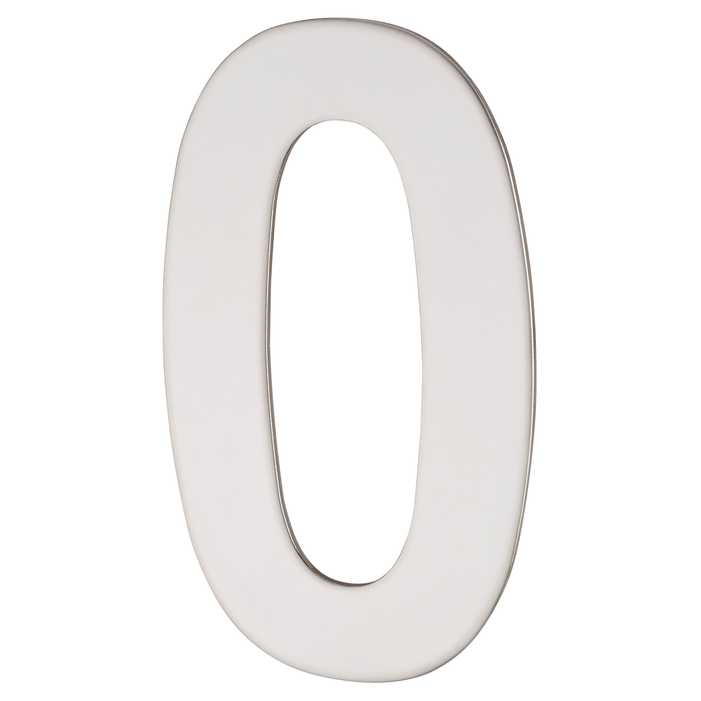 100mm Concealed Screw Fix Door Numeral - 0 - Polished Stainless Steel - view 2