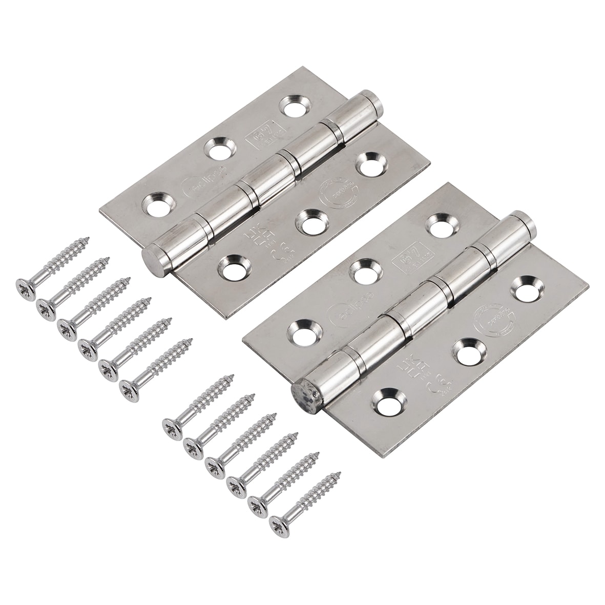 Slim Knuckle Grade 7 Washered Butt Fire Door Hinge - 76 x 51 x 2mm - Pol Stainless - Pair - view 2