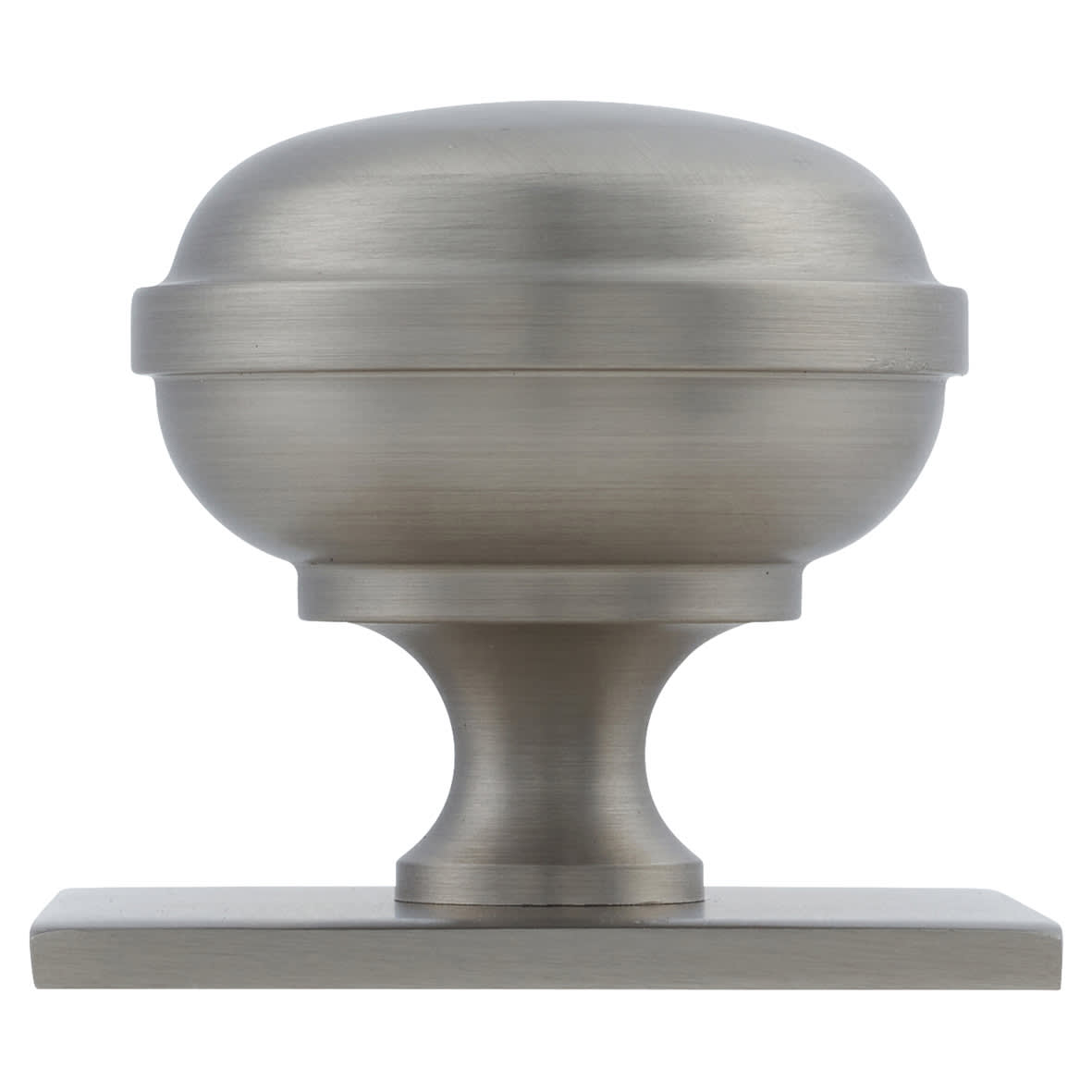 Quantock Cabinet Knob on Square Backplate - 38mm Diameter - Satin Nickel - view 2