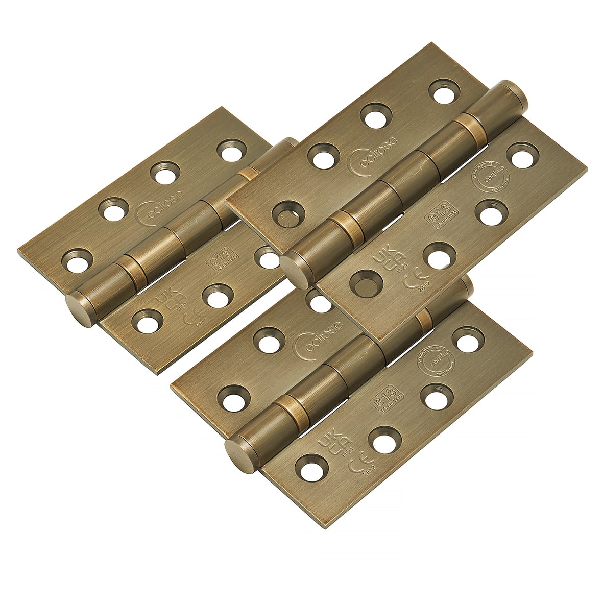 Ball Bearing Grade 13 Butt Fire Door Hinge - 102 x 76 x 3mm - Matt Antique Brass - Pack of 3 - view 2