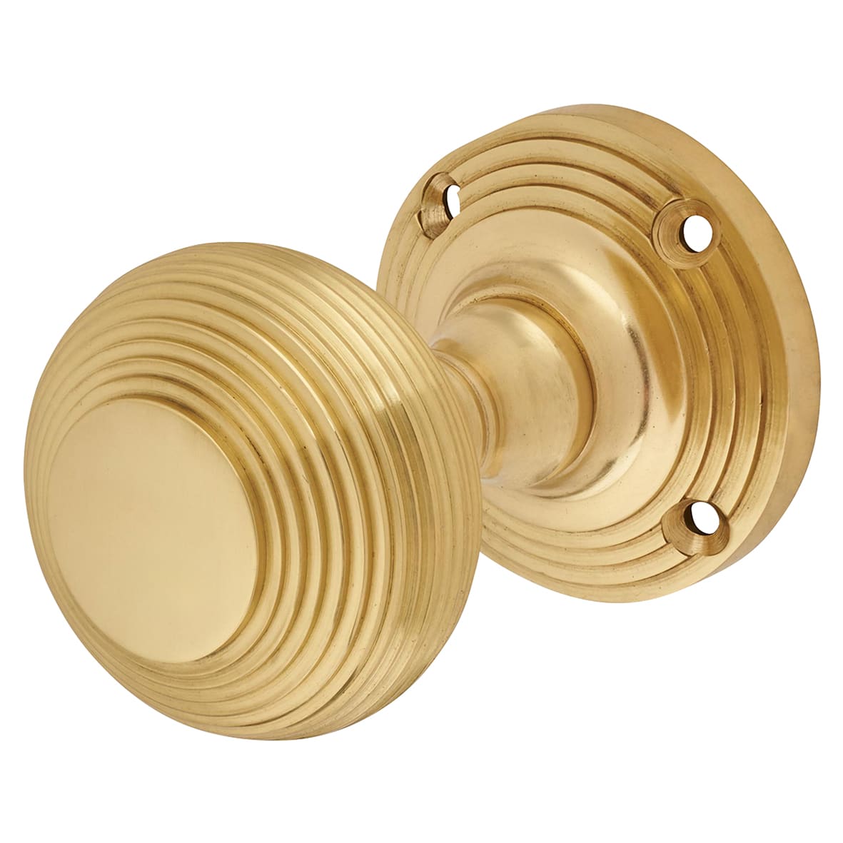 Polished Brass Beehive Mortice Door Knob - 60mm Rose Diameter - view 2