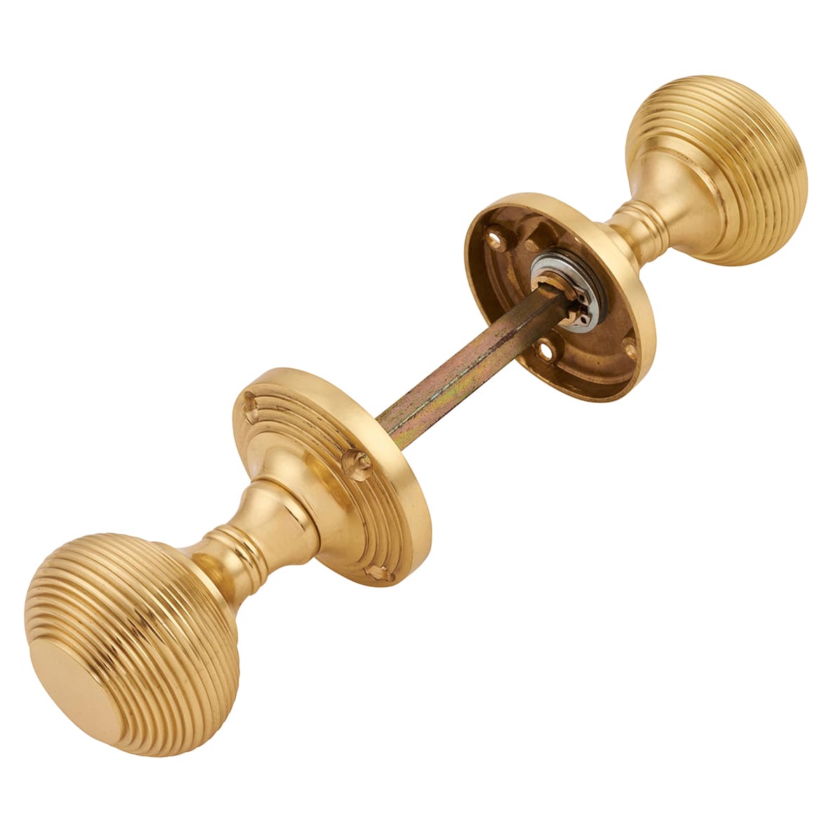Polished Brass Beehive Mortice Door Knob - 60mm Rose Diameter - view 5