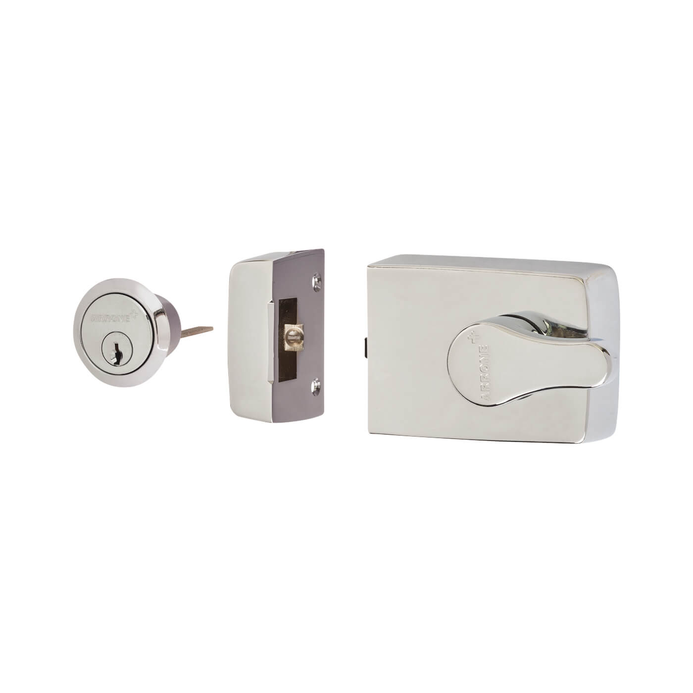 Roller Bolt Deadlocking Nightlatch - 60mm Backset - Polished Chrome Case/Cylinder - view 2