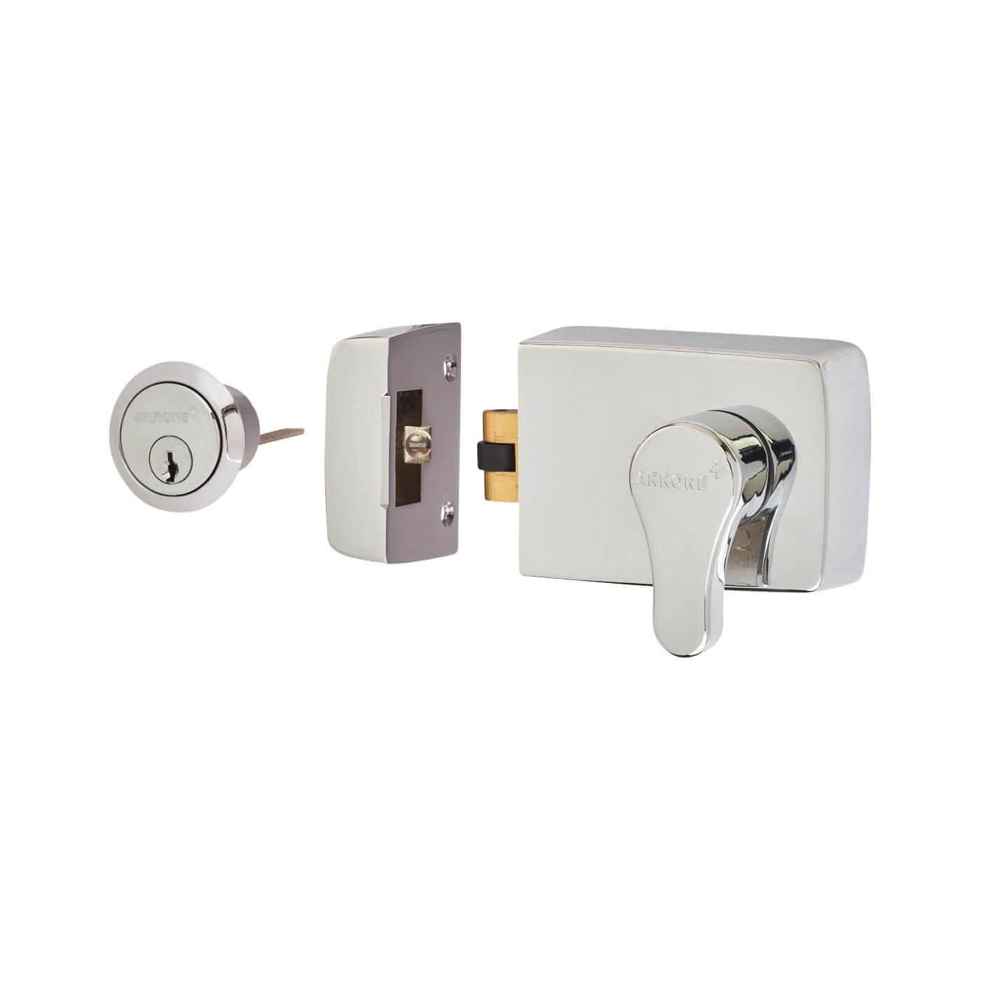 Roller Bolt Deadlocking Nightlatch - 60mm Backset - Polished Chrome Case/Cylinder - view 3