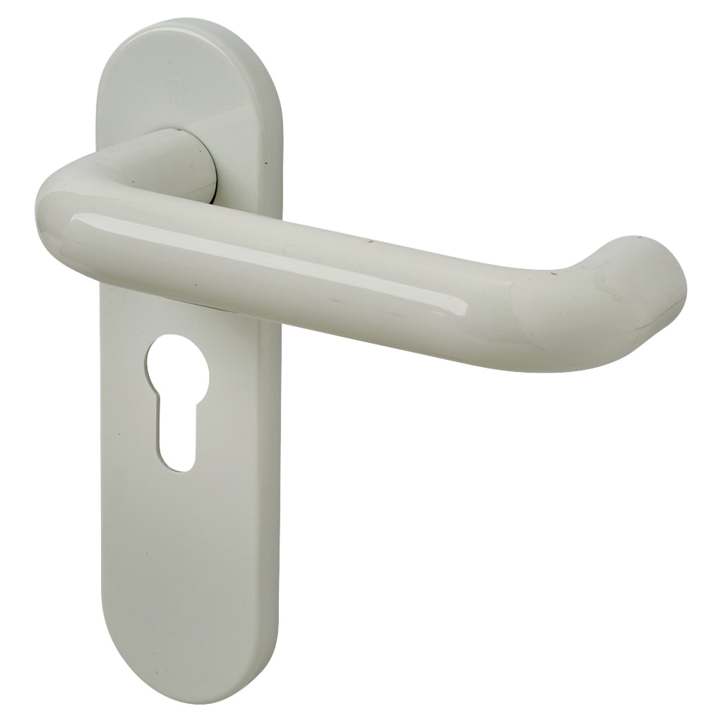Diamond White Nylon Steel Core Euro Lock Door Handles - 47.6mm c/c - Paris Range - view 2