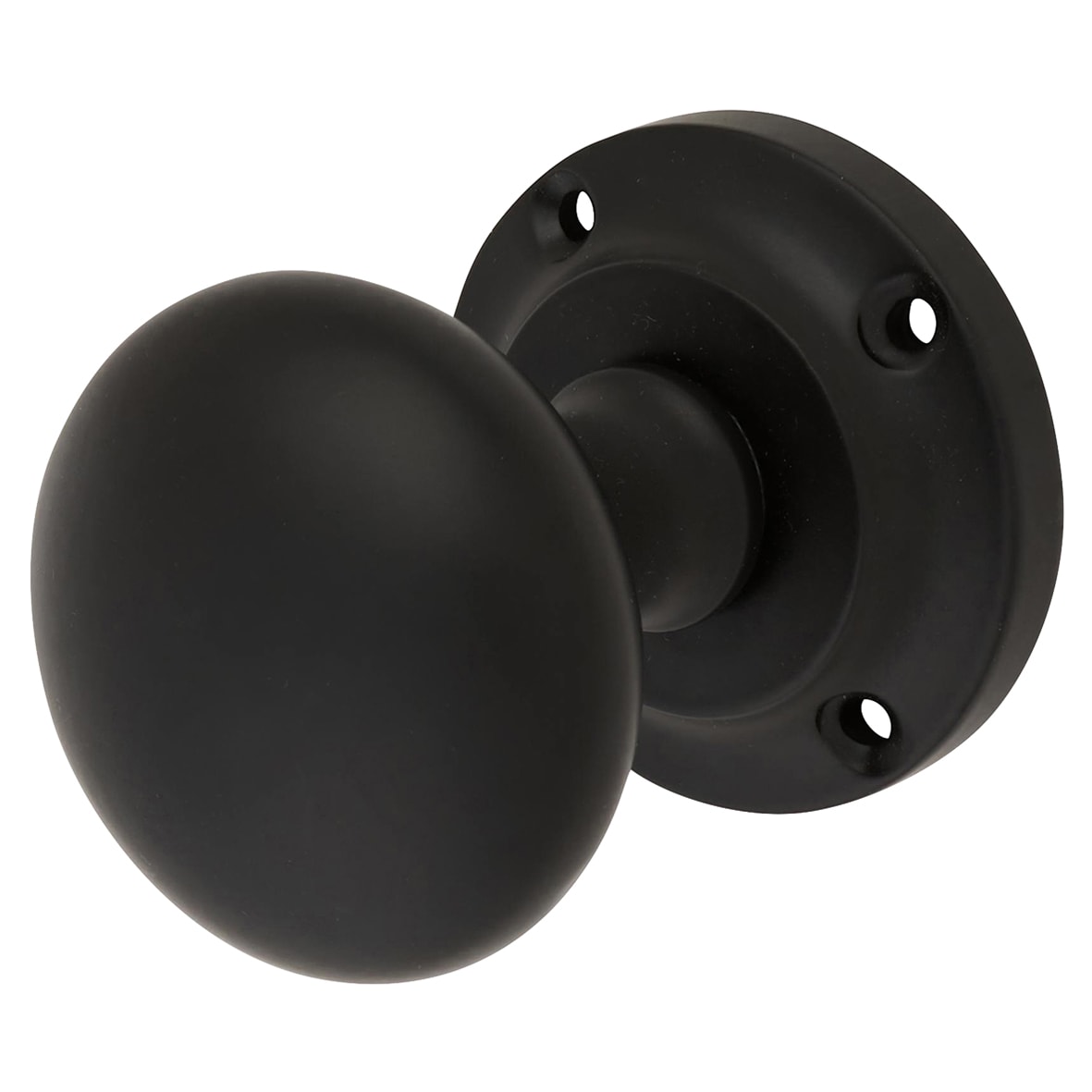 Matt Black Victorian Mortice Door Knobs Pack - 57mm Rose Diameter - view 2