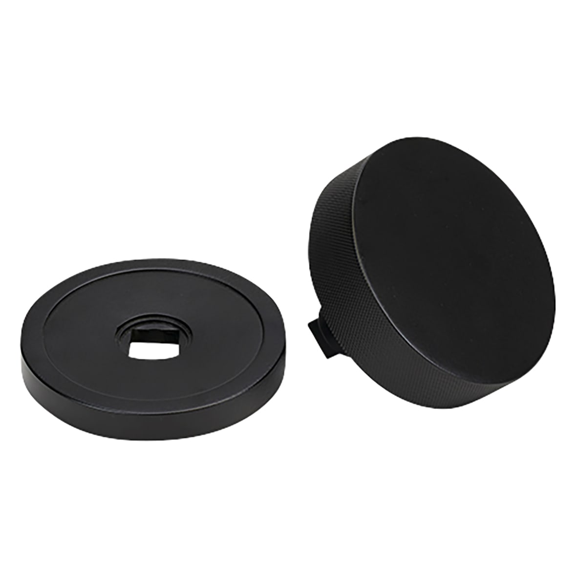 Brompton Matt Black Round Knurled Centre Door Knob - 90mm Rose Diameter - view 3
