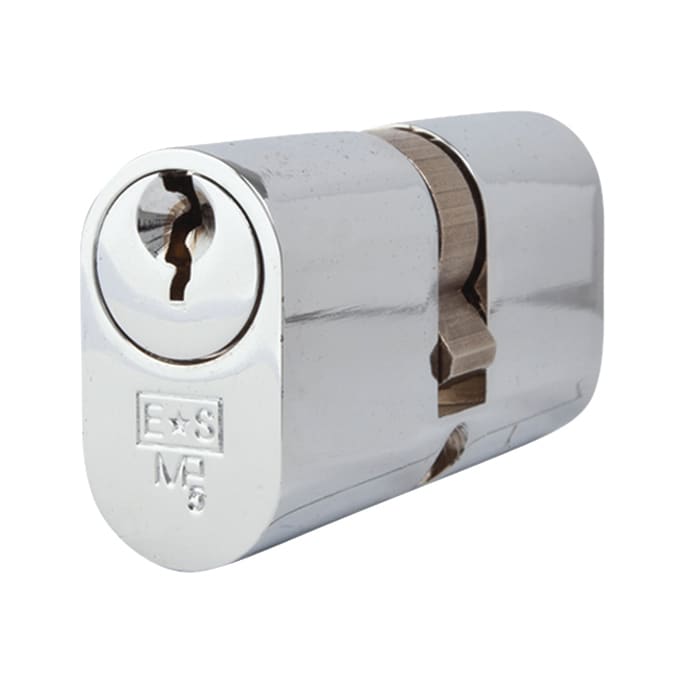 5 Pin 60mm Oval Double Cylinder - 30 + 30mm - Polished Chrome - Keyed Alike - view 2