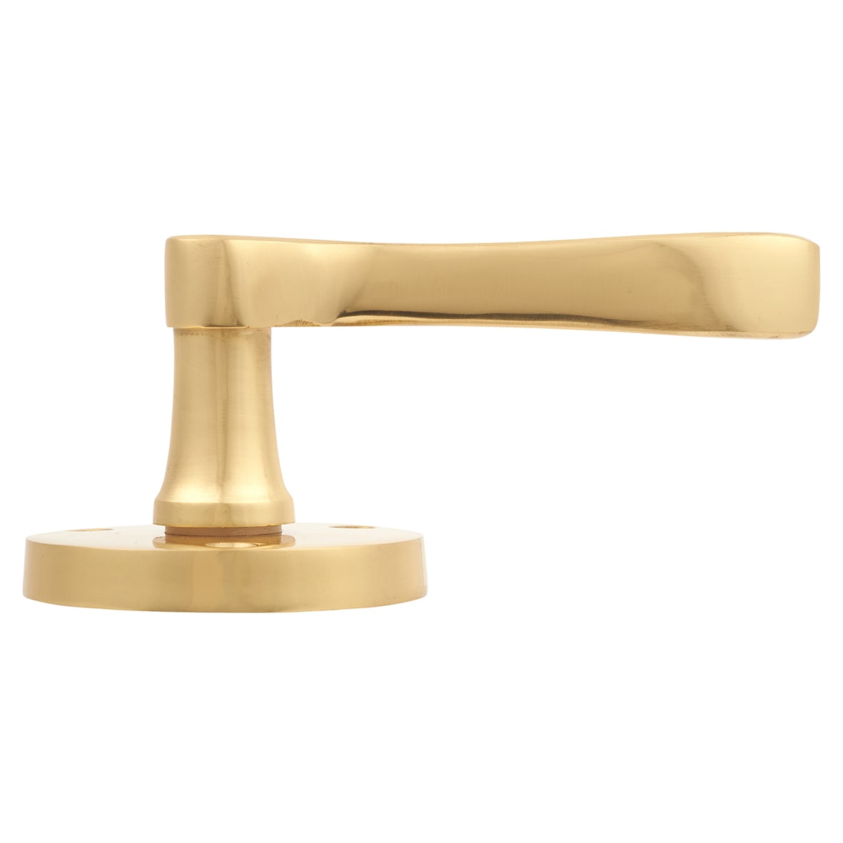 Polished Brass Scroll Door Handles on Round Rose - view 3