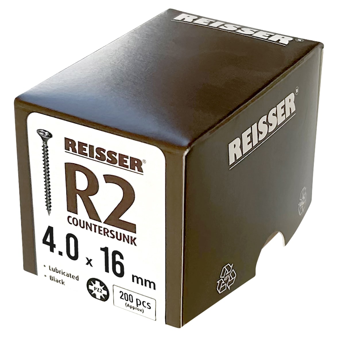 R2 Pozi Countersunk Wood Screws - 4.0 x 16mm - Black Passivated - Pack of 200 - view 2