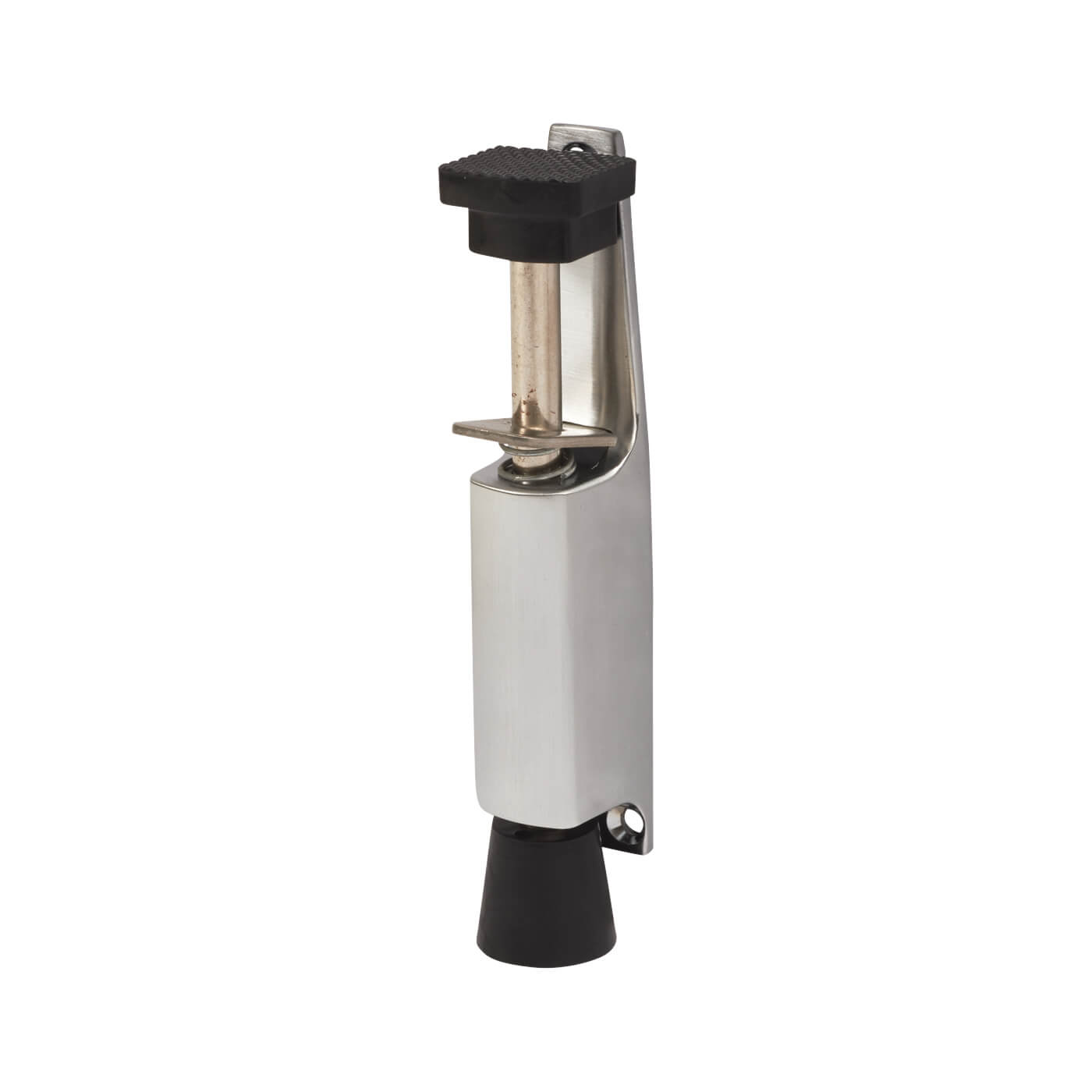 Foot Operated Door Holder - 120mm Closed Height - Satin Chrome - view 2