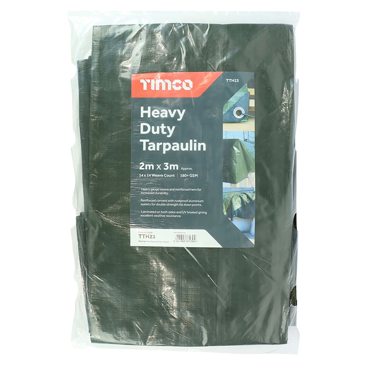 Heavy Duty Tarpaulin - 3m x 2m - Green - view 2