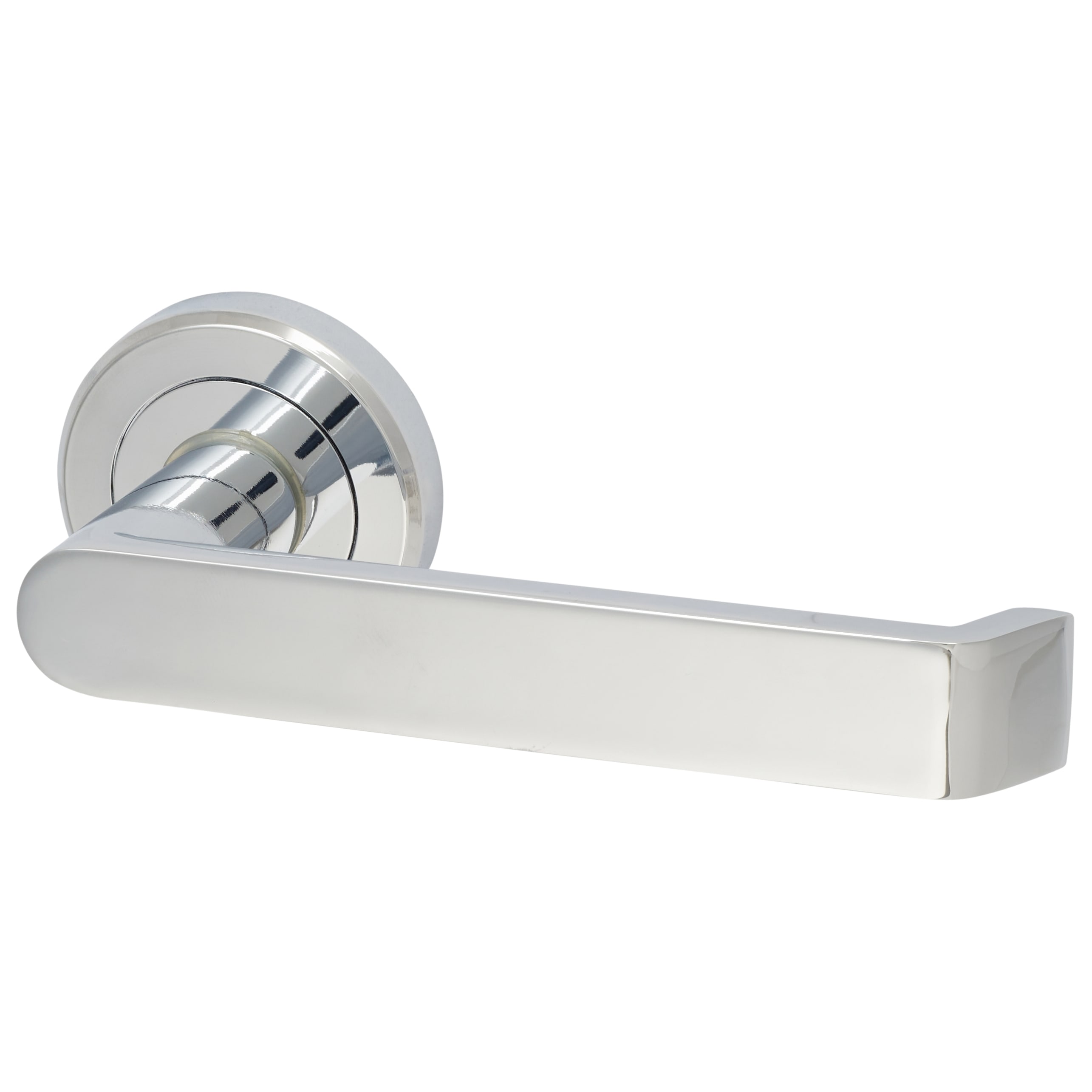 Brass Polished Chrome Door Handles on Round Rose - Concept Range - view 2