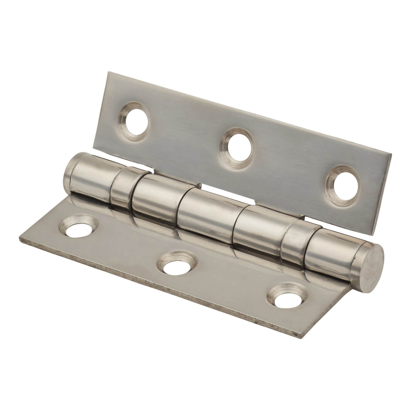 Twin Ball Bearing Butt Door Hinge - 75 x 50 x 2mm - Polished Stainless Steel - Pair - view 3