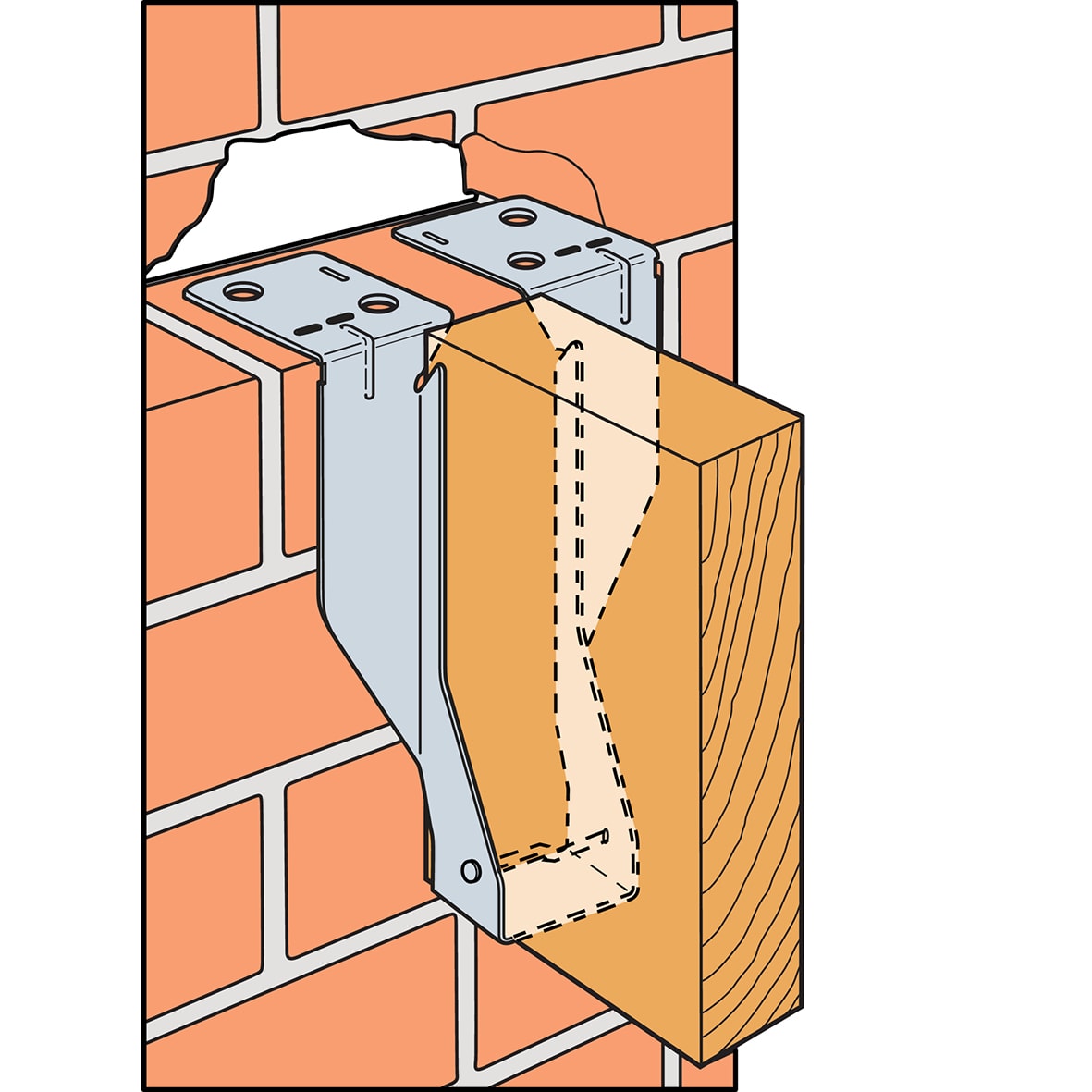 Masonry Joist Hanger for Solid Joists - 225 x 47mm - view 5