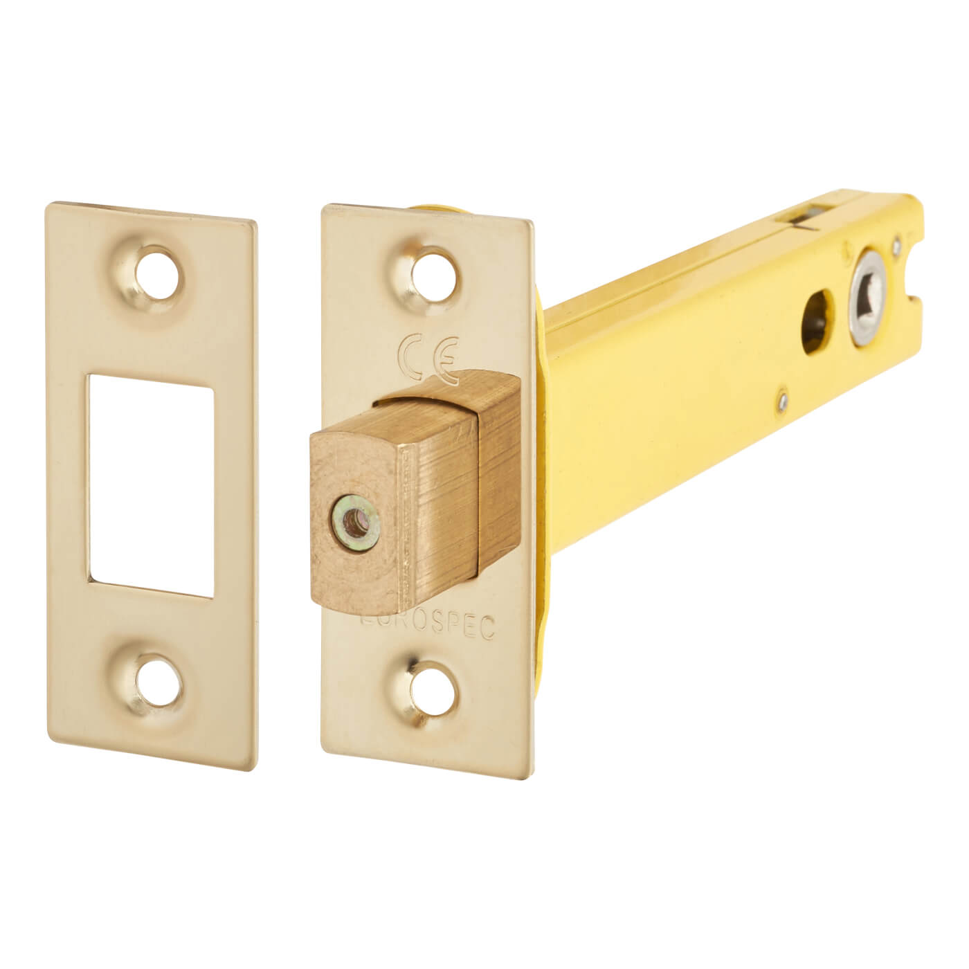 5mm Bolt Through Tubular Bathroom Deadbolt - 127mm Case - 108mm Backset - Square - PVD Brass - view 2