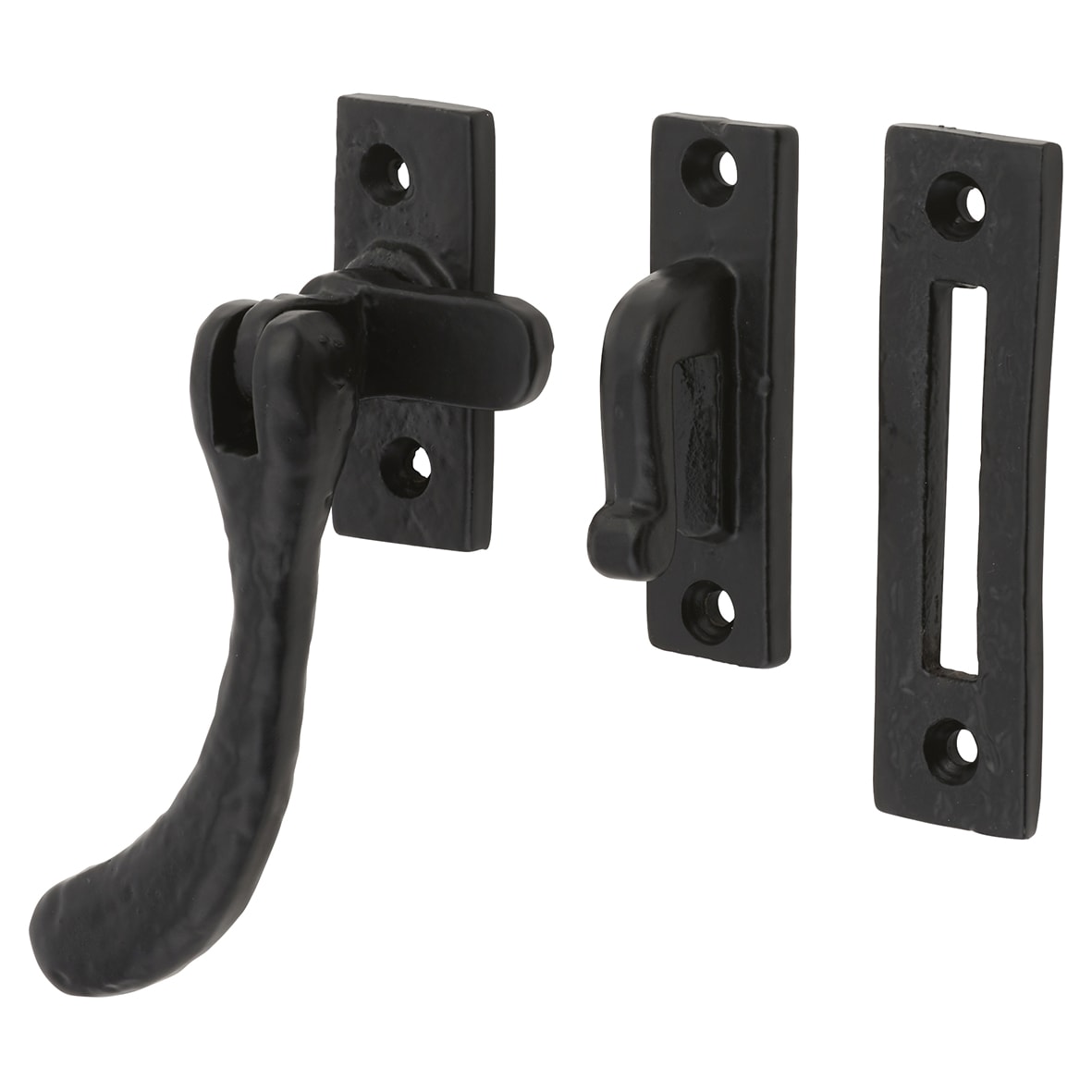 Bulb End Mortice & Hook Plate Casement Window Fastener - Reversible - Antique Black Iron - view 2