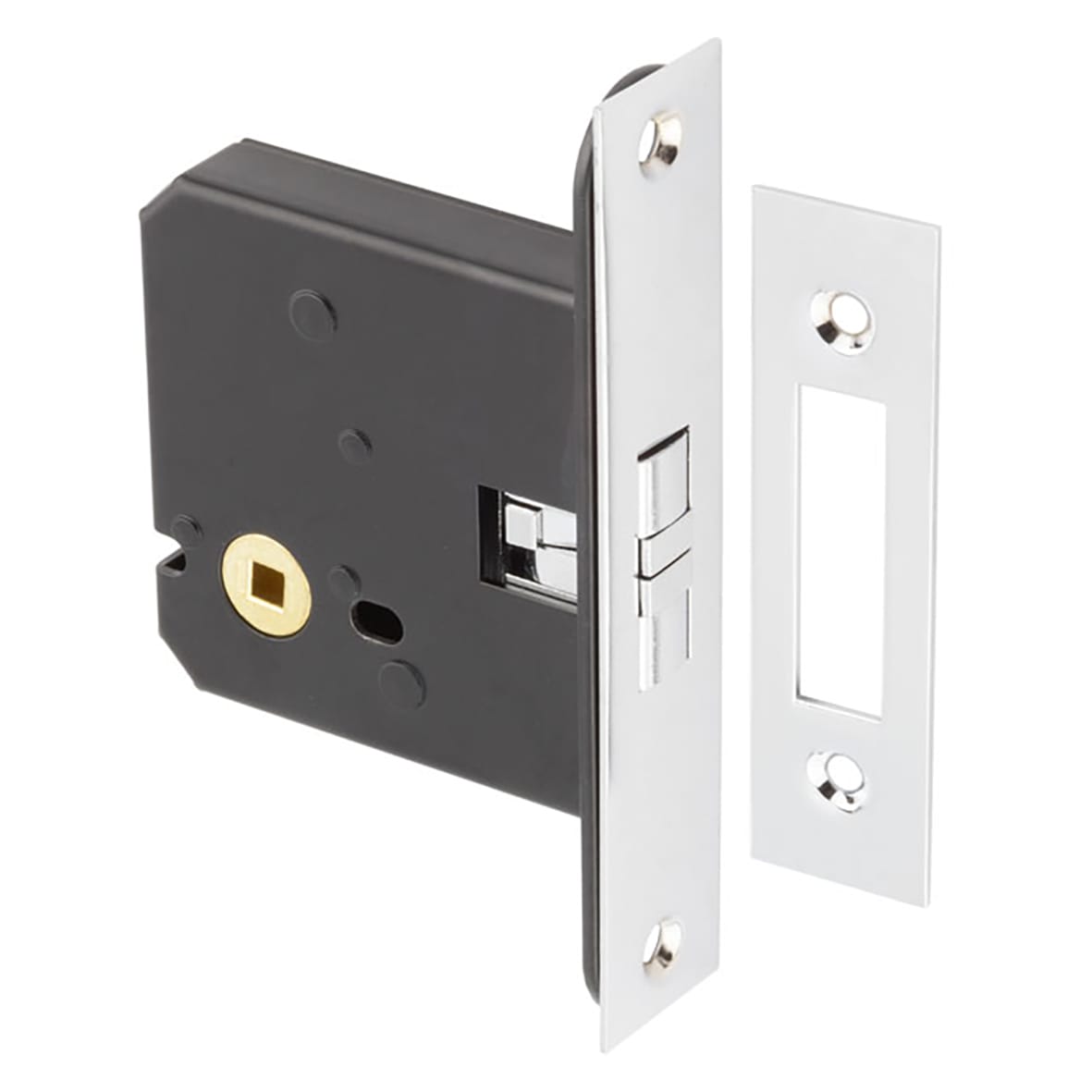Sliding Door Bathroom Lock - 76mm Case - 56mm Backset - Polished Chrome - view 2