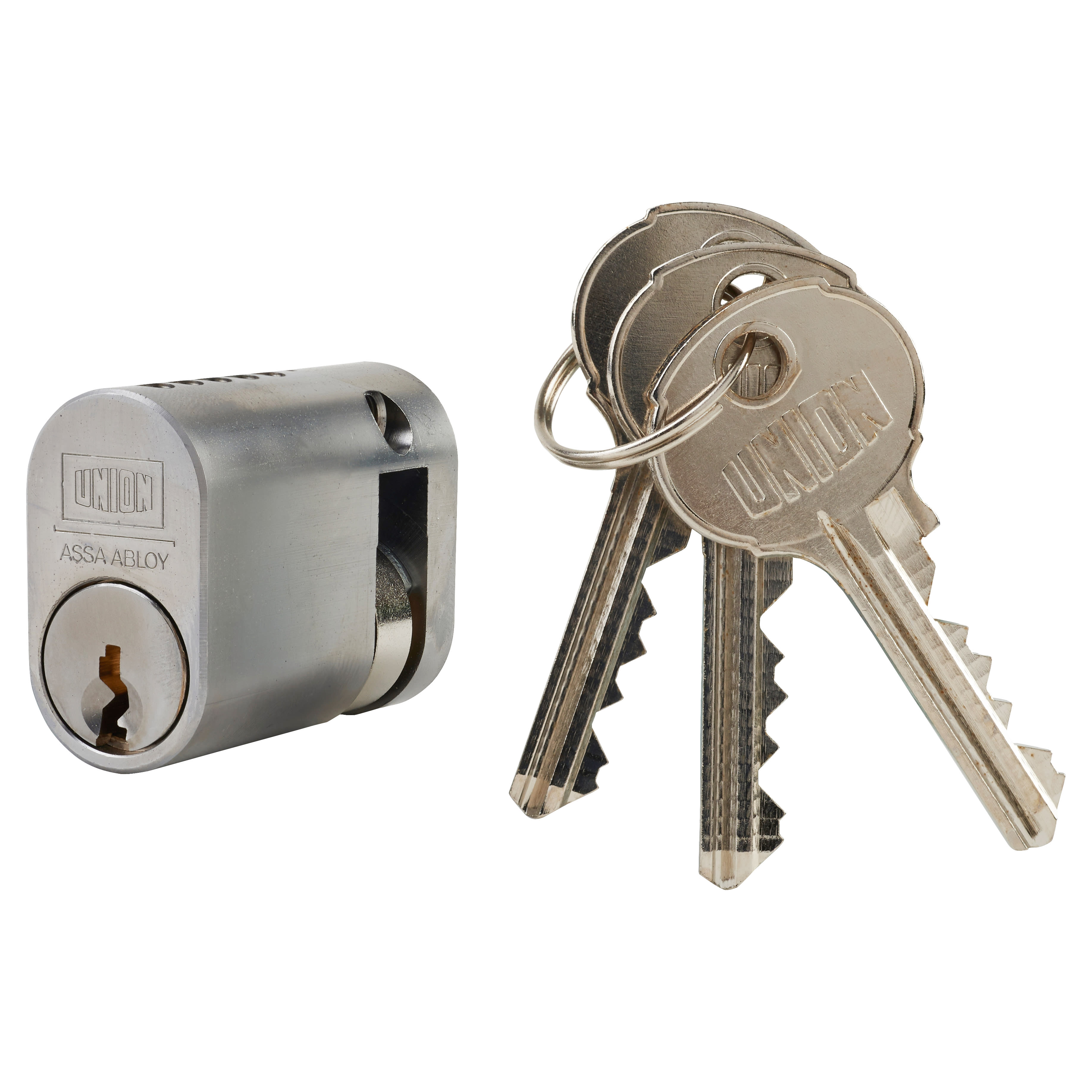 J2X1 Pattern 5 Pin 40mm Oval Single Cylinder - 32 + 8mm - Satin Chrome - Keyed to Differ - view 3
