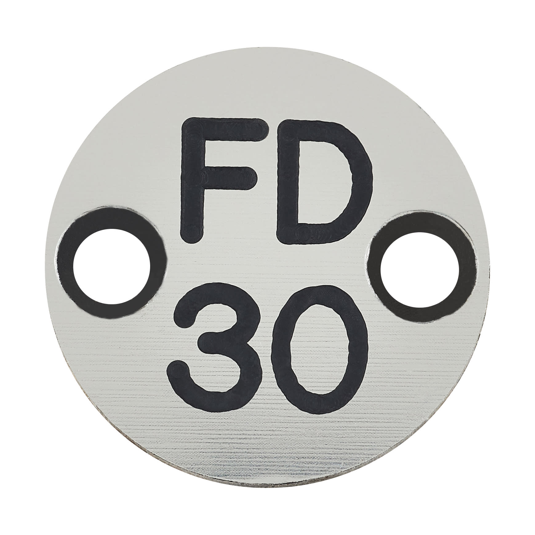 Fire Door Sign - Drilled - 25mm Diameter - Rigid Plastic - Silver - view 2