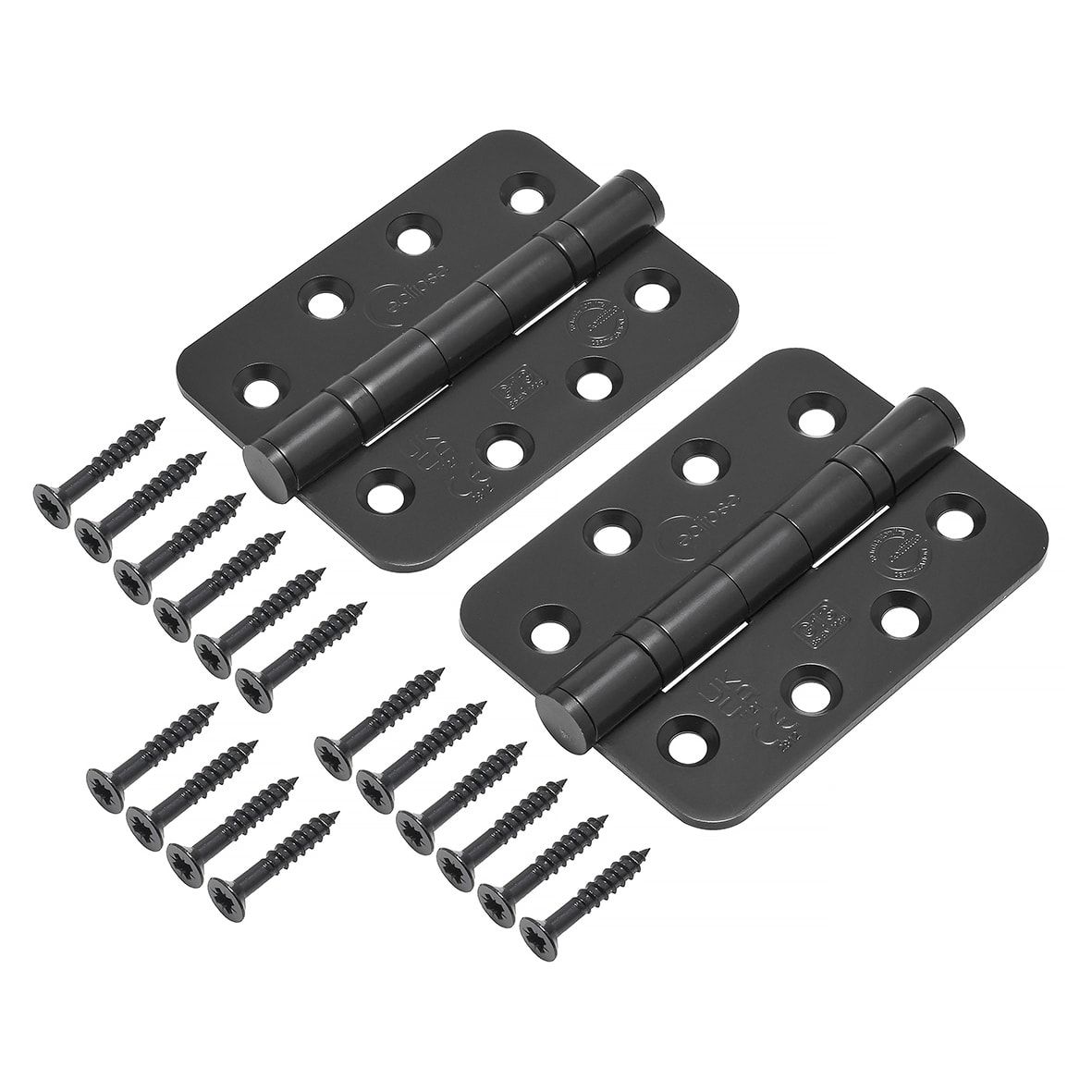 Radius Ball Bearing Grade 13 Butt Fire Door Hinge - 102 x 76 x 3mm - Matt Black - Pair - view 2