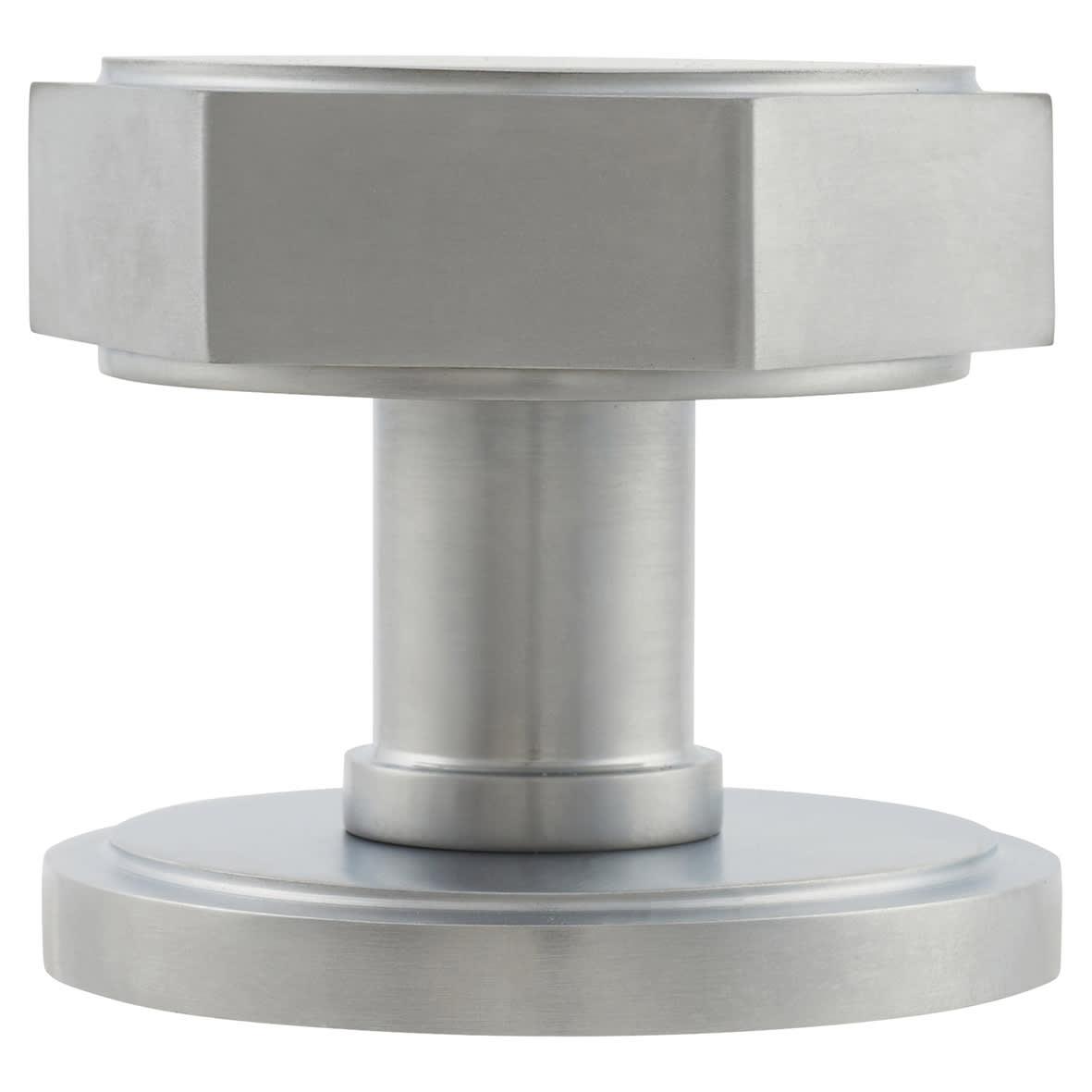 Satin Chrome Hexagonal Centre Door Knob - 80mm Rose Diameter - view 2