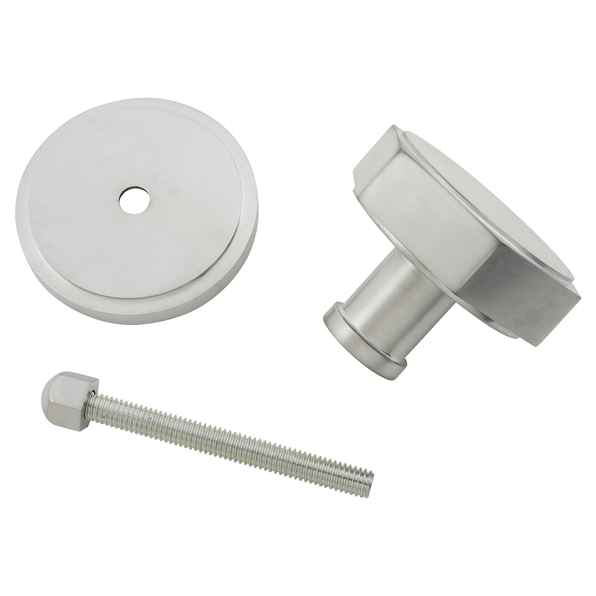 Satin Chrome Hexagonal Centre Door Knob - 80mm Rose Diameter - view 3