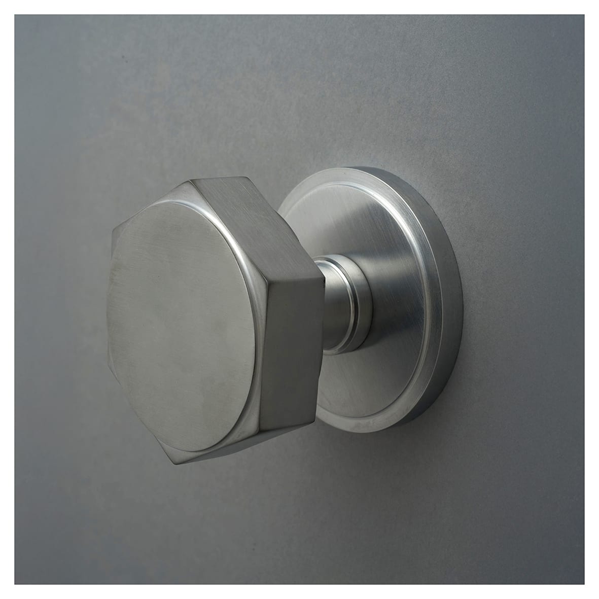 Satin Chrome Hexagonal Centre Door Knob - 80mm Rose Diameter - view 4