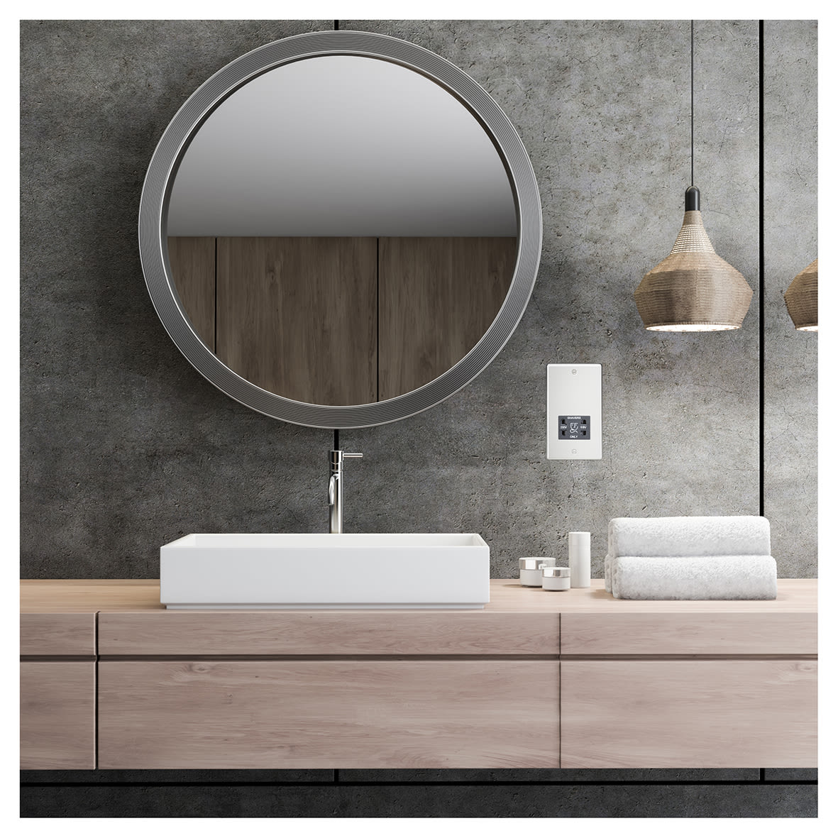 115/230V Round Edge Dual Voltage Shaver Socket - Brushed Chrome with Black Insert - view 2