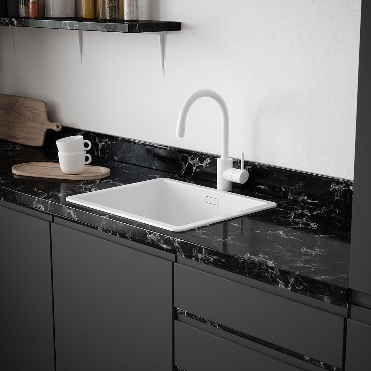 2000mm Plastic Angle - Equal Sided - 20 x 20 x 1mm - Dark Marble - view 2