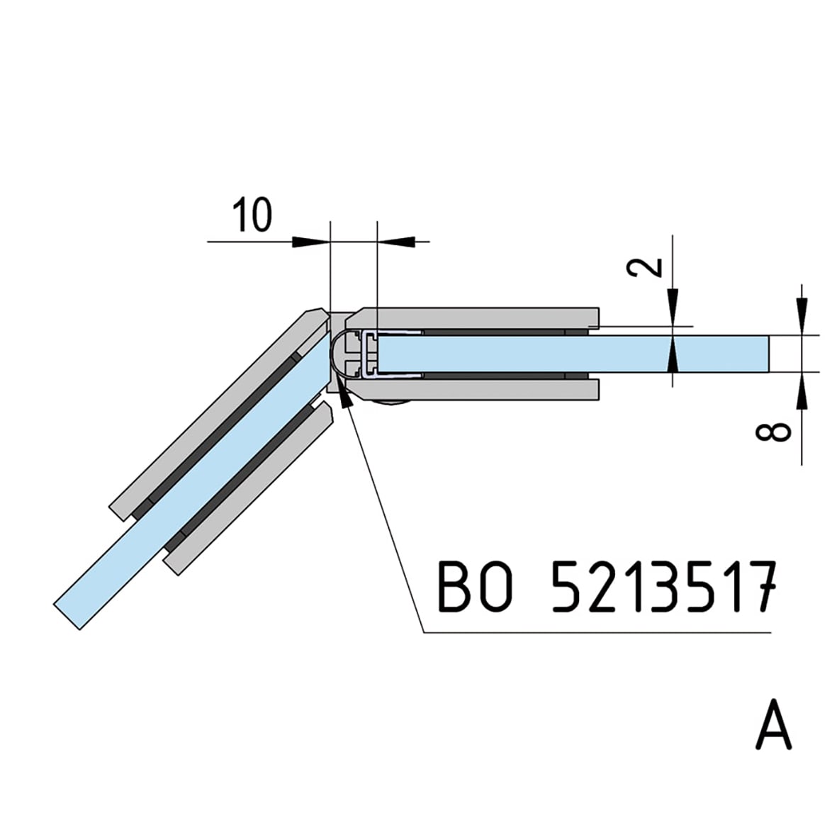 Bilbao Select Glass to Glass Shower Hinge - 135° - 8-12mm Glass - Polished Chrome - view 4