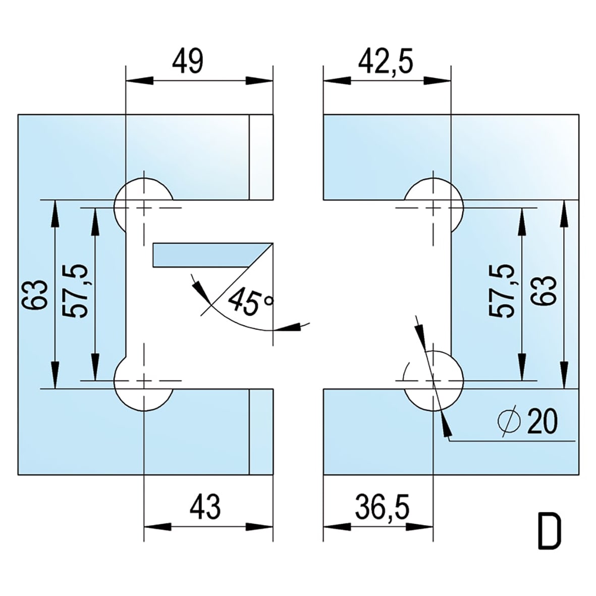 Bilbao Select Glass to Glass Shower Hinge - 135° - 8-12mm Glass - Polished Chrome - view 5
