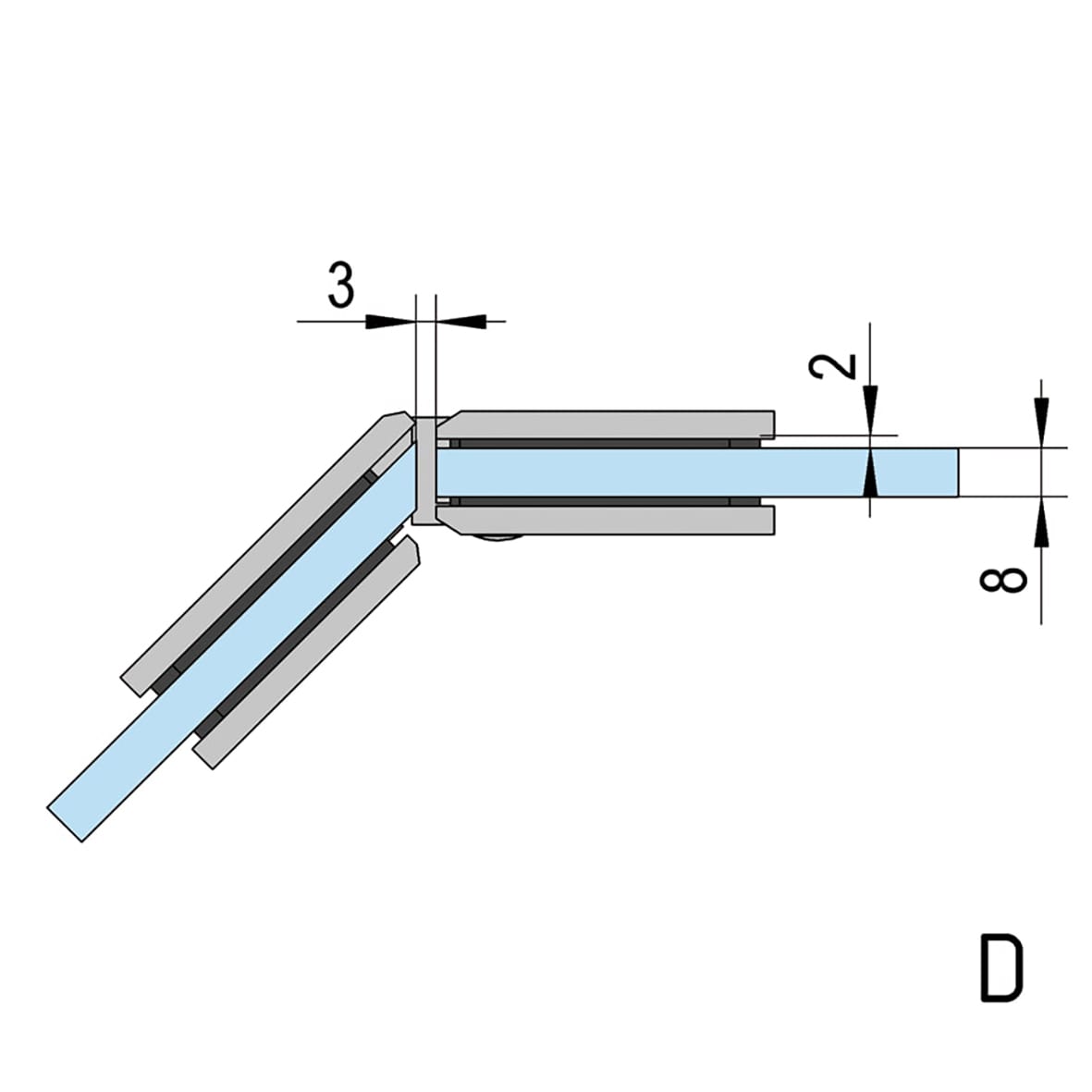 Bilbao Select Glass to Glass Shower Hinge - 135° - 8-12mm Glass - Polished Chrome - view 6