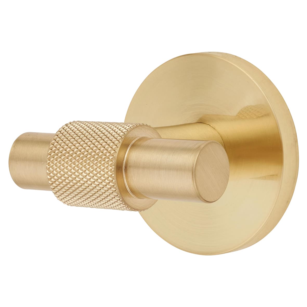 Knurled Single Coat Hook - 55 x 52mm - Satin Brass - view 2