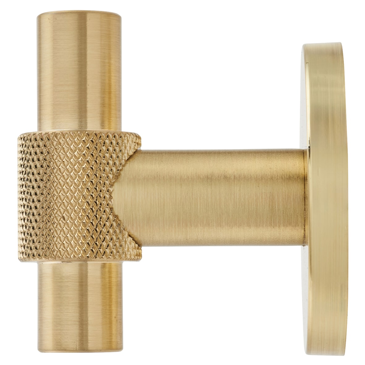 Knurled Single Coat Hook - 55 x 52mm - Satin Brass - view 3