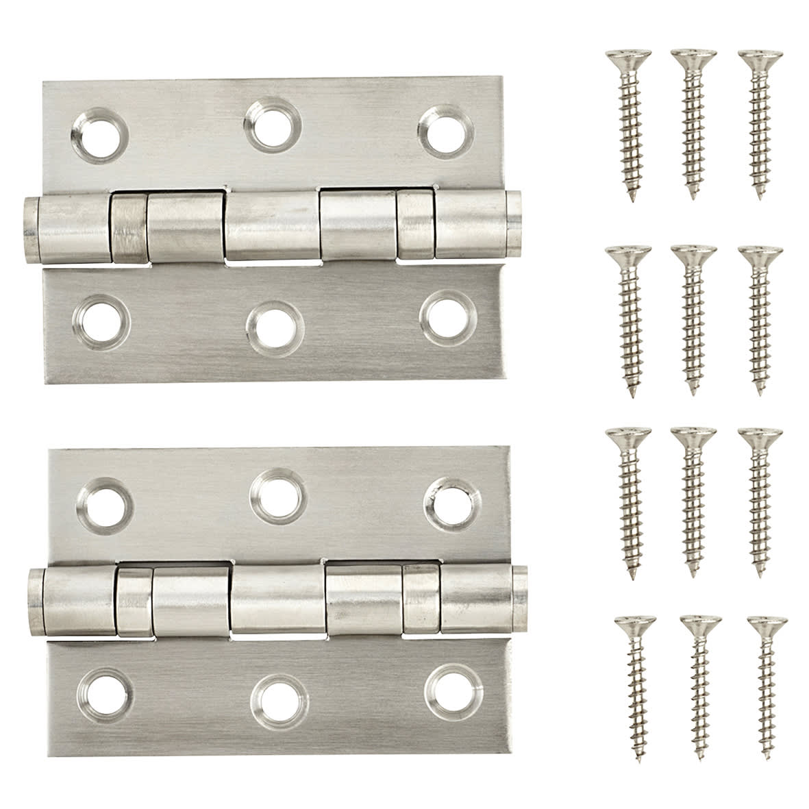 Twin Ball Bearing Butt Door Hinge - 75 x 50 x 2mm - Satin Stainless Steel - Pair - view 2