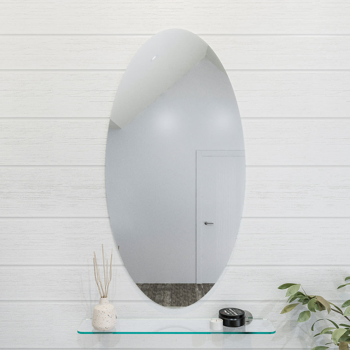 Flexi-Fix Belham Bathroom Mirror - Oval - 900 x 450 x 17mm - view 2