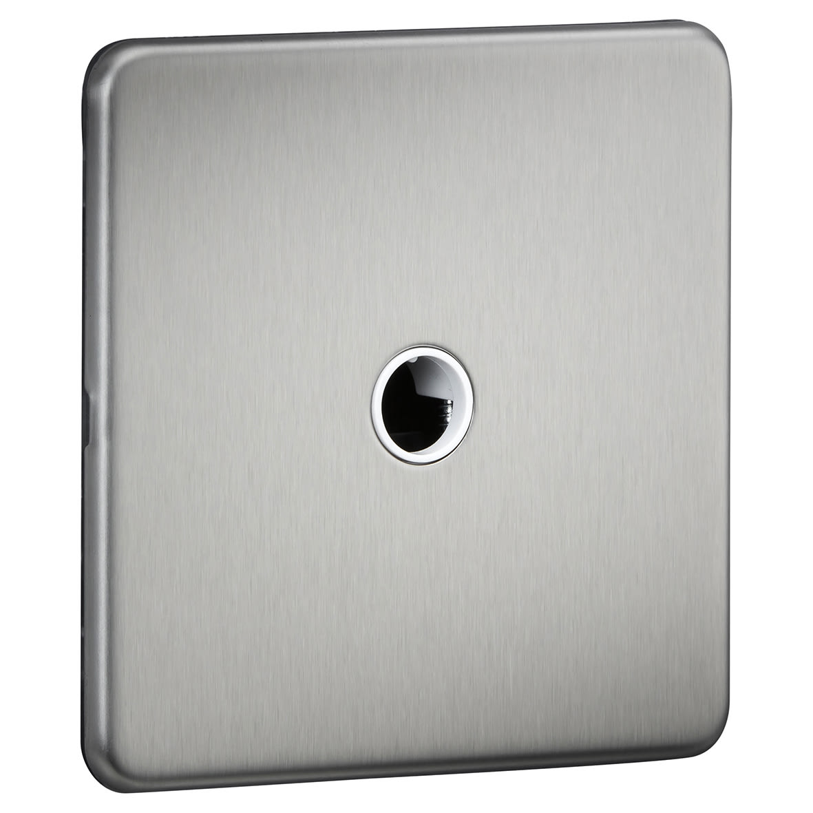 20A Screwless Flat Plate Flex Outlet Plate - Brushed Chrome - view 2