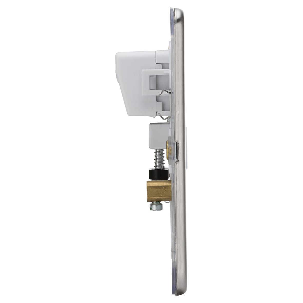 20A Screwless Flat Plate Flex Outlet Plate - Brushed Chrome - view 3