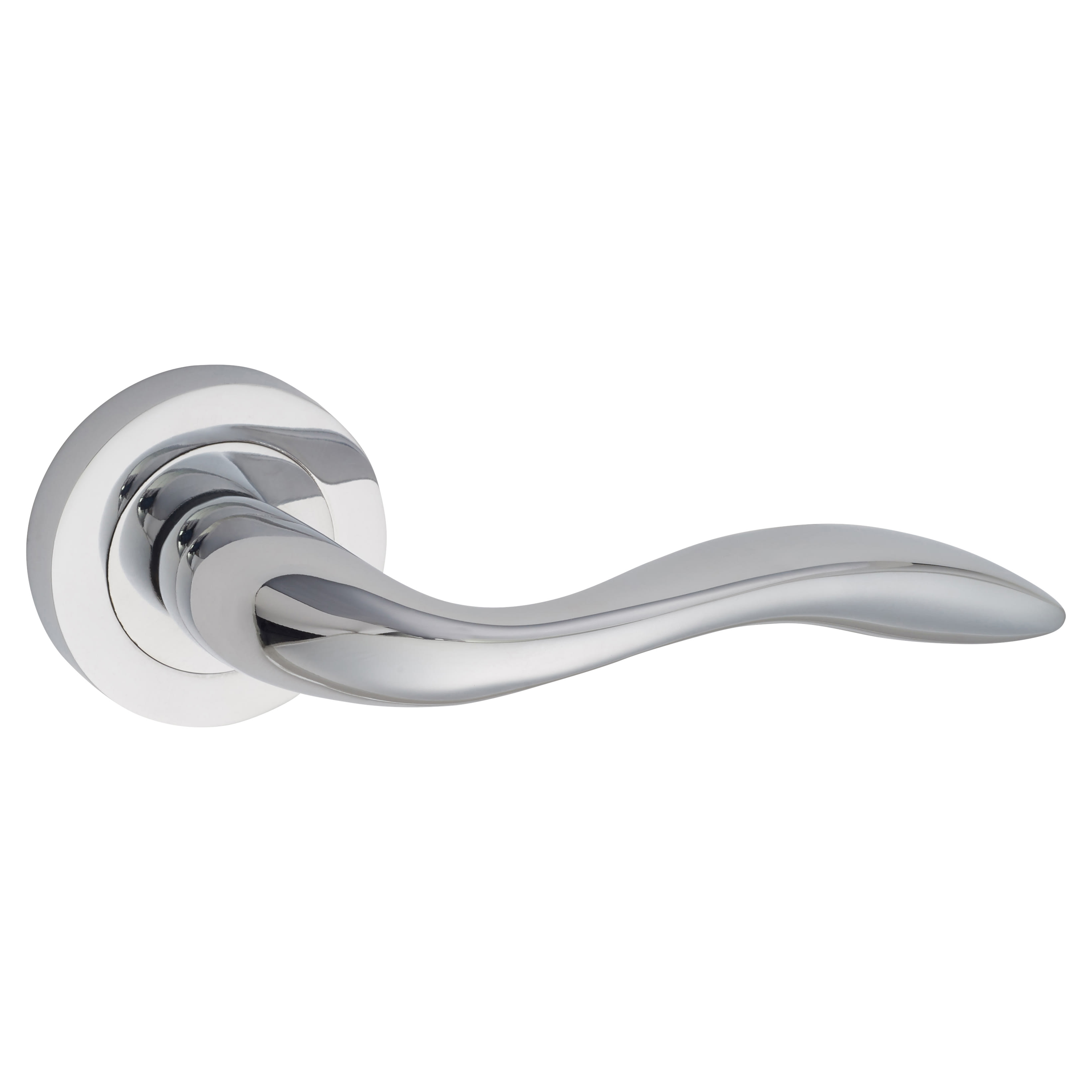 Polished Chrome Latch Door Handles on Rose Pack - Sussex Range - view 3
