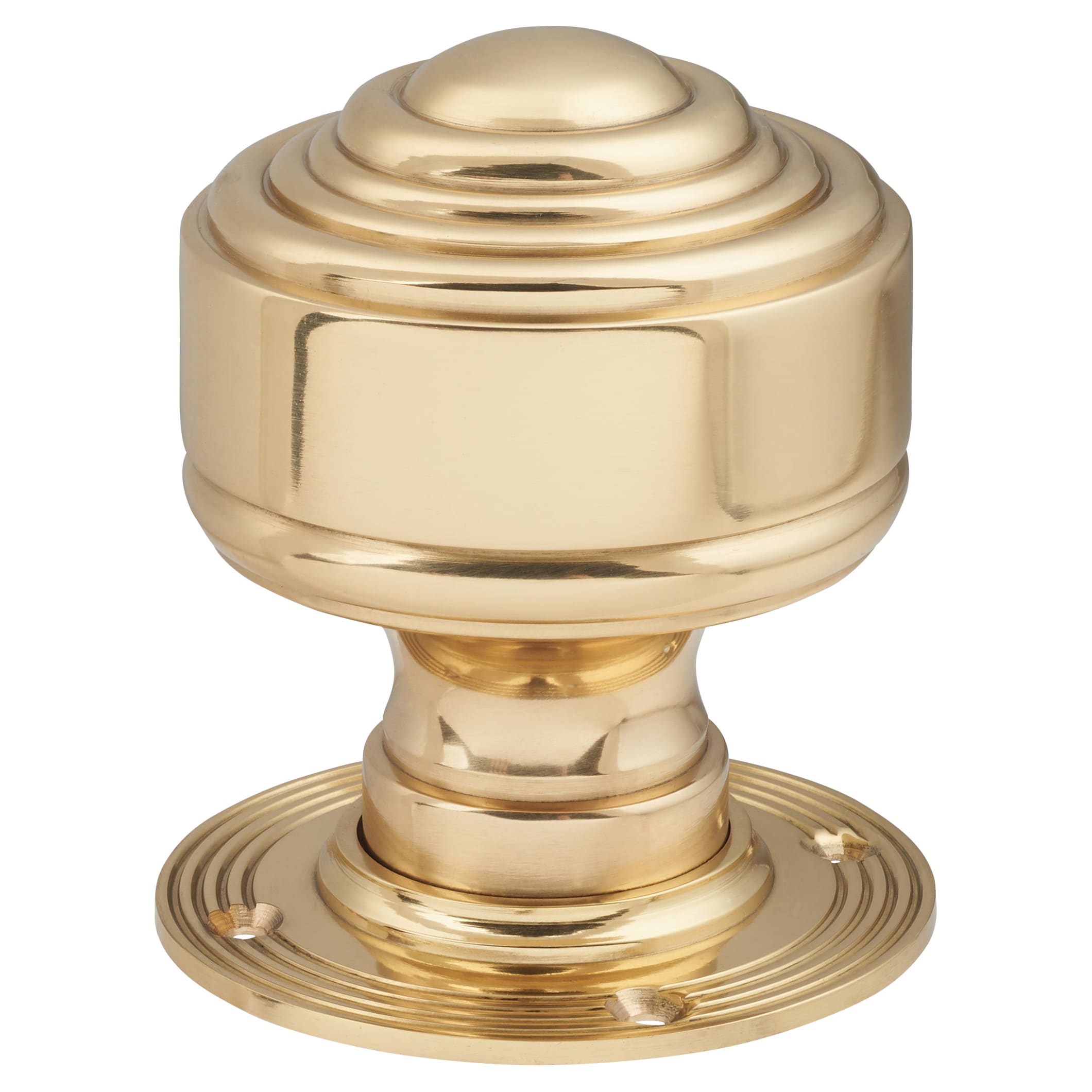 Polished Brass Edwardian Stepped Mortice/Rim Door Knob - 60mm Rose Diameter - view 2
