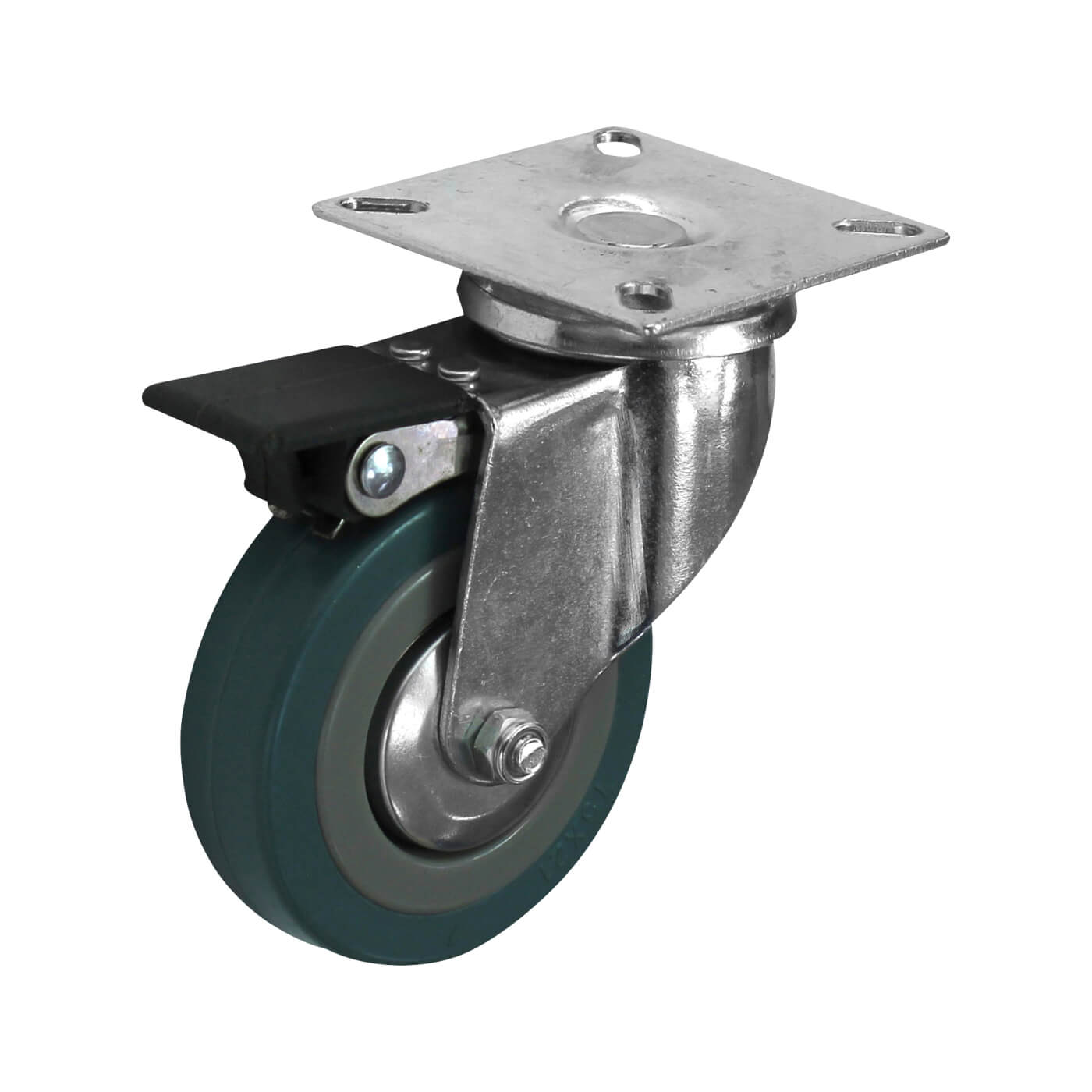 Castor - 2 x Swivel, 2 x Swivel Braked - 135kg Max - 75mm Diameter - Grey - Pack of 4 - view 4