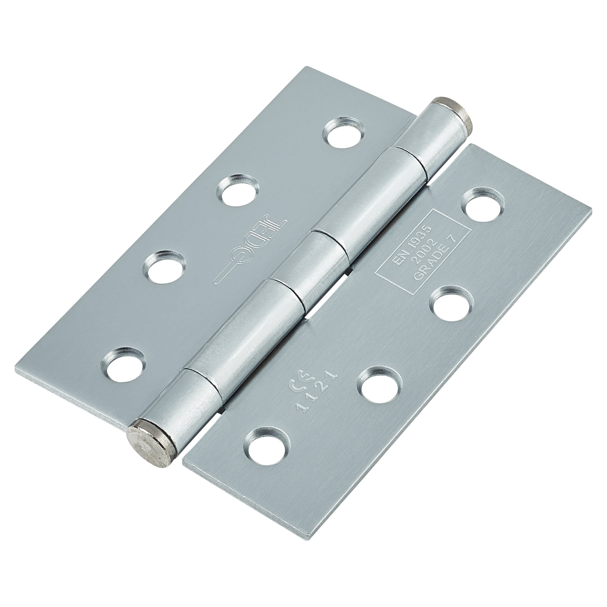 Plain Steel Grade 7 Butt Fire Door Hinge - 102 x 76 x 3mm - Satin Chrome - Pair - view 2