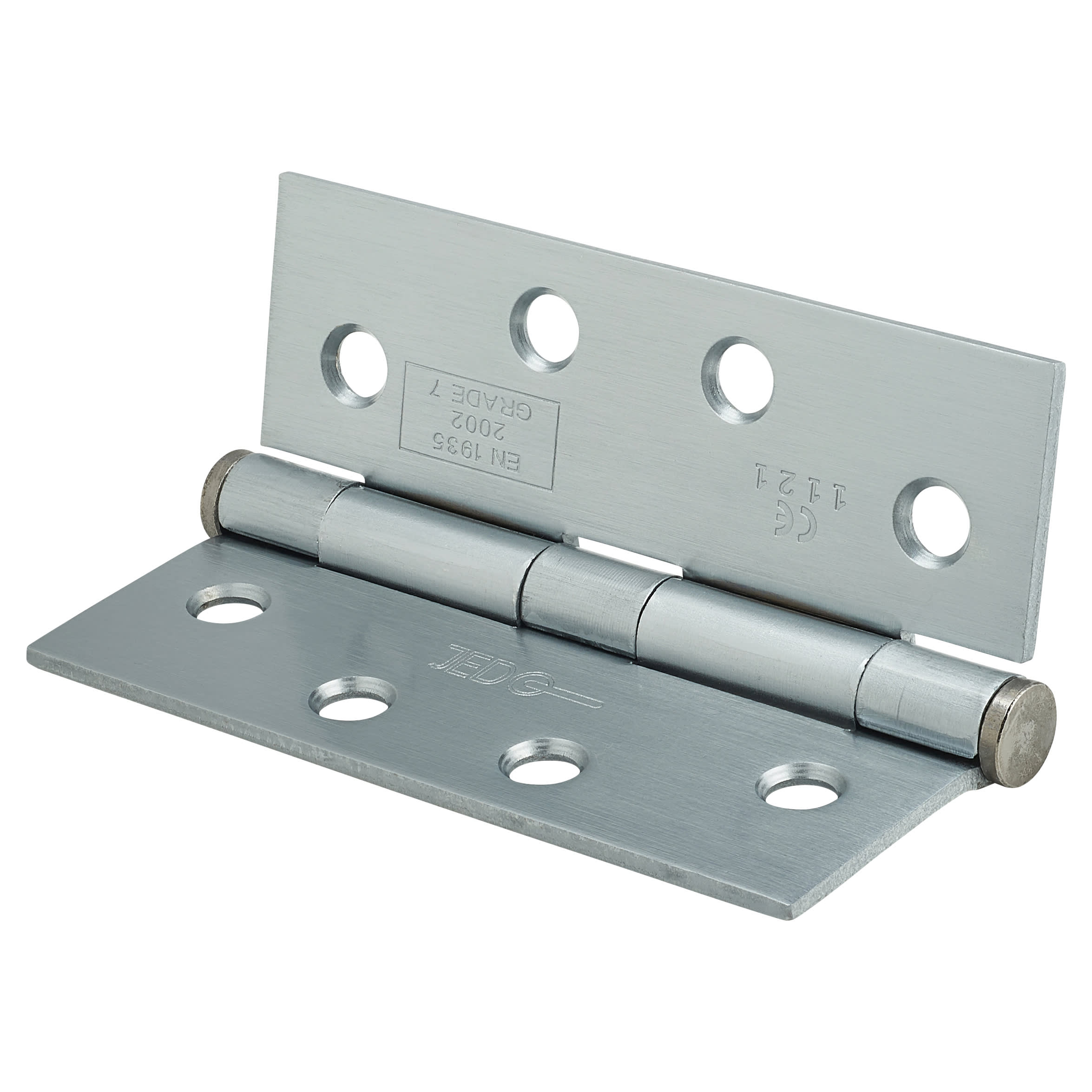 Plain Steel Grade 7 Butt Fire Door Hinge - 102 x 76 x 3mm - Satin Chrome - Pair - view 3