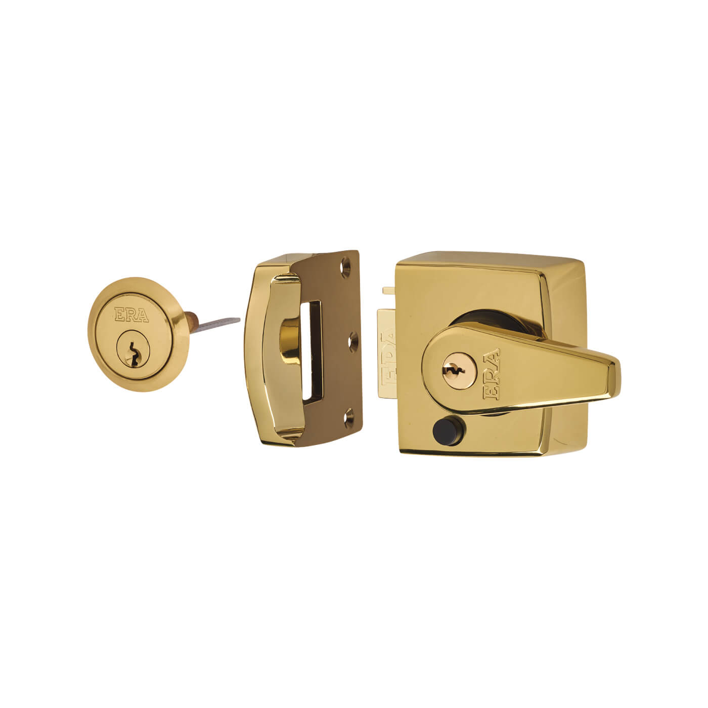 Double Locking Nightlatch - 40mm Backset - Polished Brass Case/Cylinder - view 2