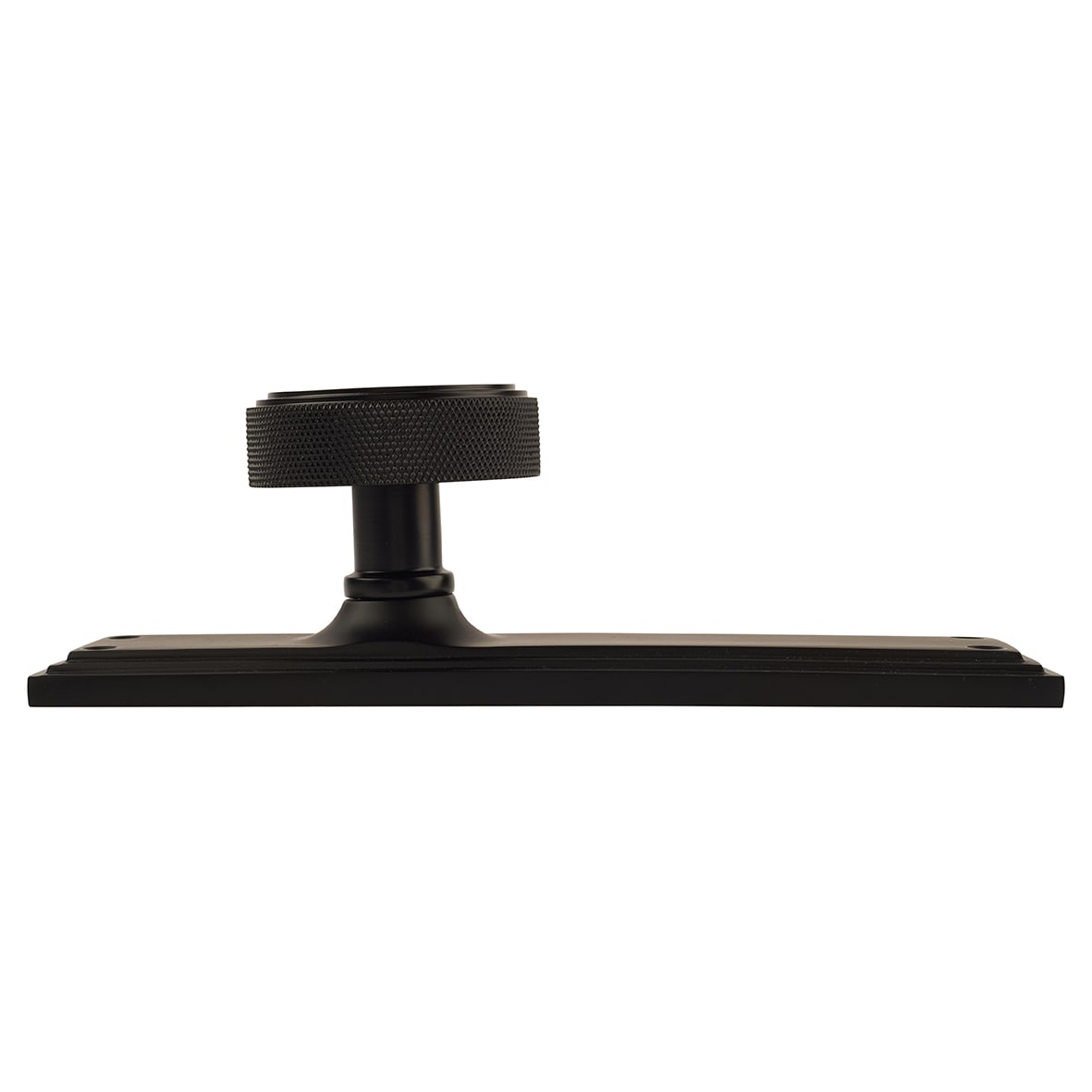 Matt Black Knurled Mortice Latch Door Knob on Backplate - 205 x 52mm - Miller Range - view 2