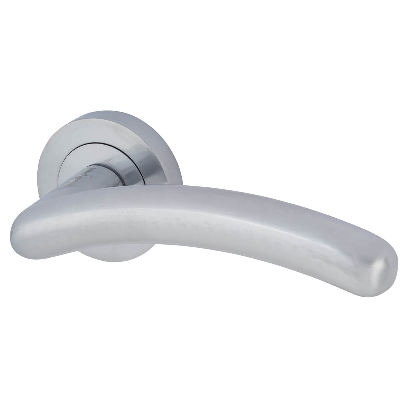 Satin Chrome Bathroom Lock Door Handles on Rose Pack - Carina Range - view 3