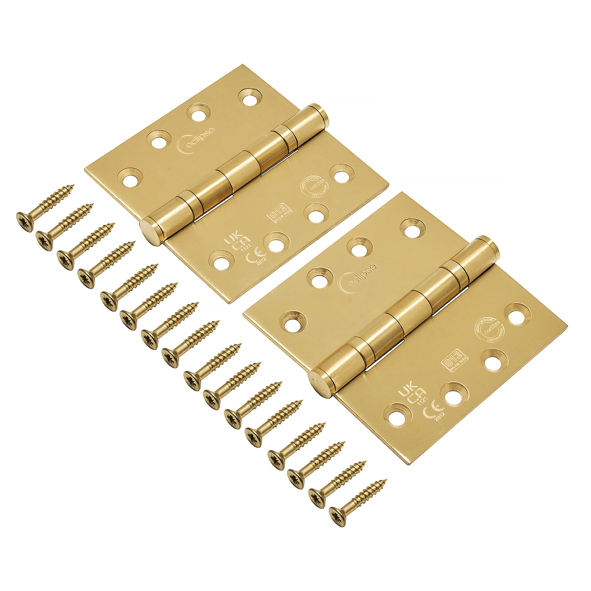 Ball Bearing Grade 13 Butt Fire Door Hinge - 102 x 102 x 3mm - Satin Brass - Pair - view 2
