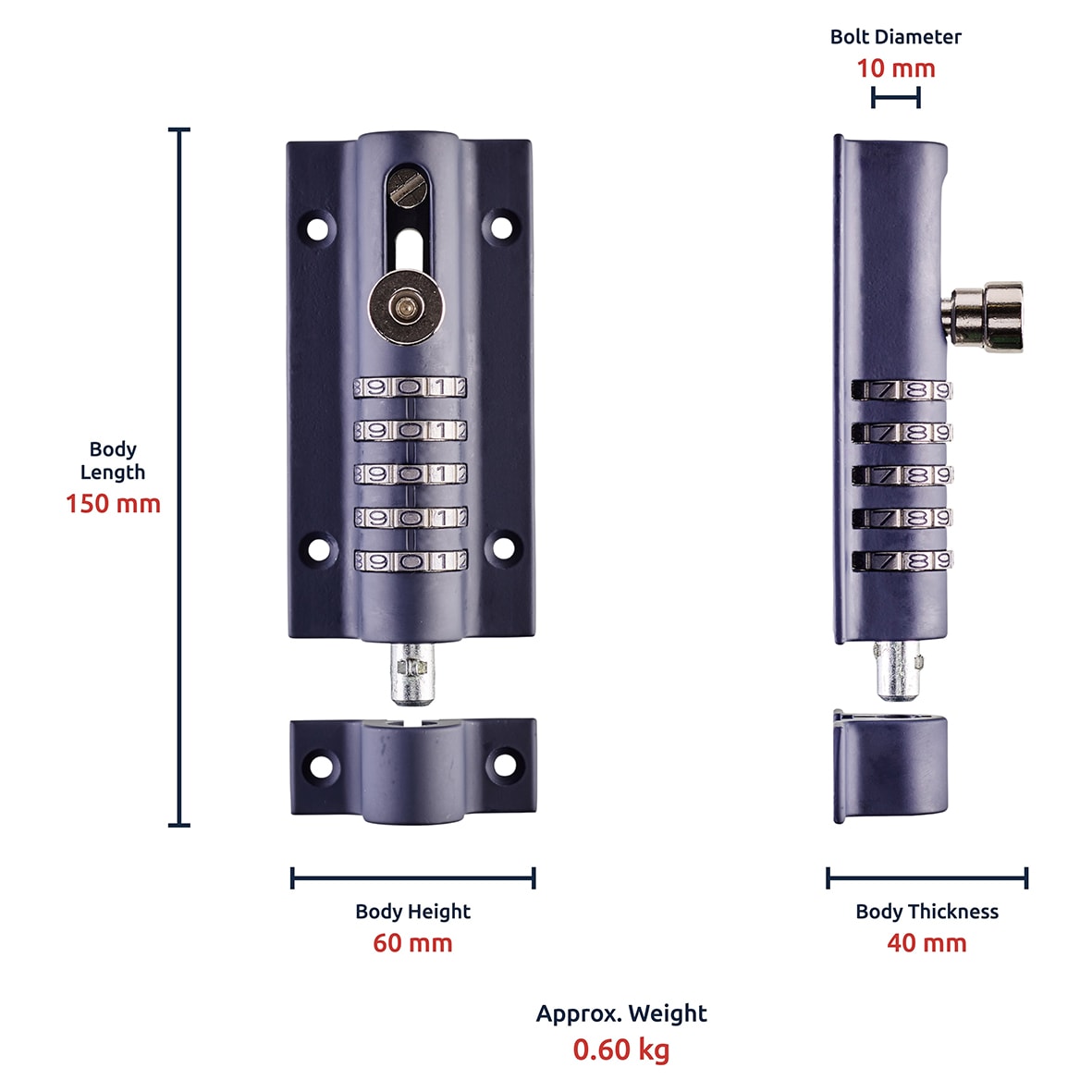 CombiBolt 5 Combination Bolt - 150mm Length - Blue - view 5