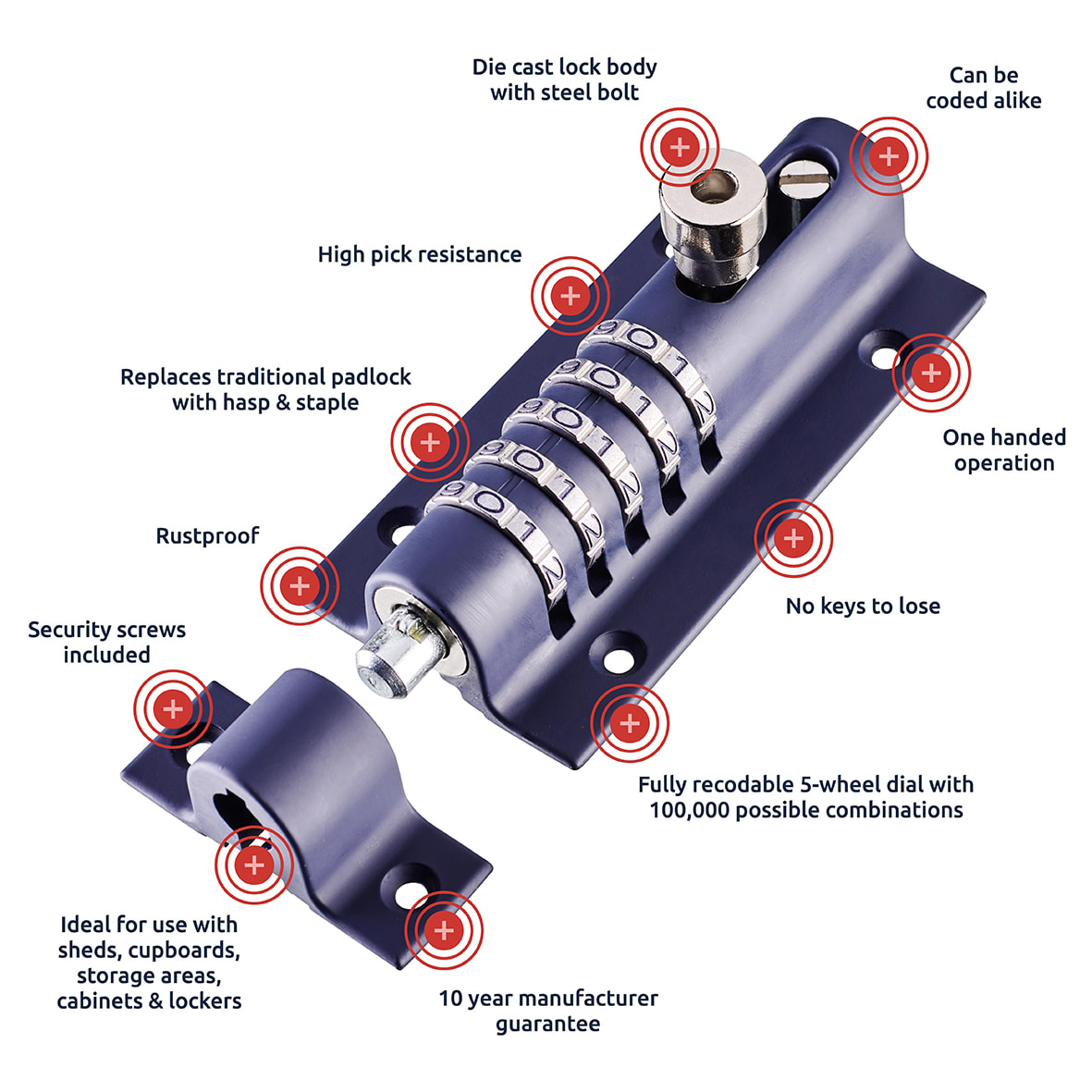 CombiBolt 5 Combination Bolt - 150mm Length - Blue - view 6